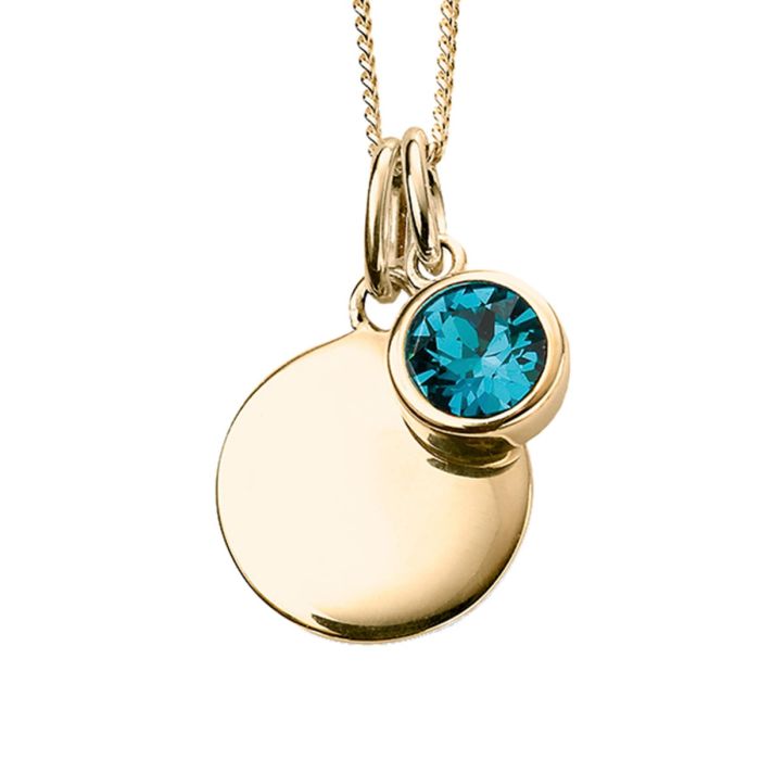 Yellow Gold Plated Sterling Silver December Birthstone Disc Pendant