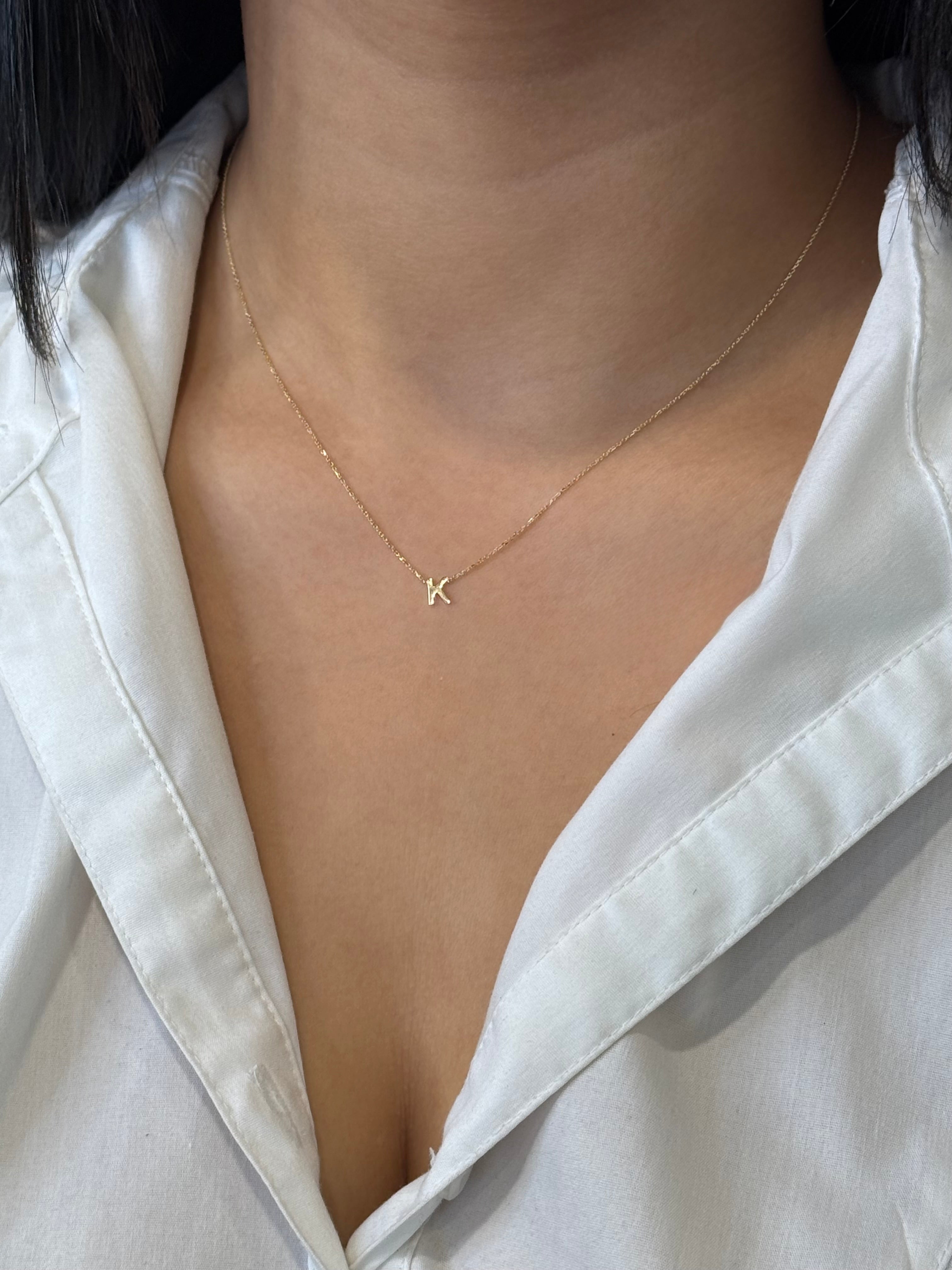 9ct Yellow Gold K Initial Necklace