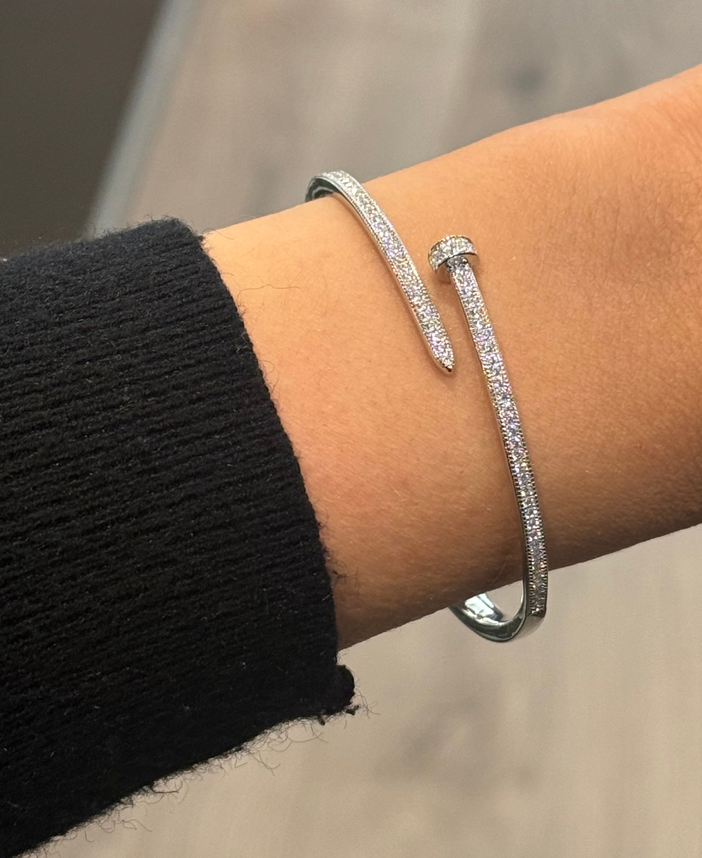 Sterling Silver CZ Nail Bangle
