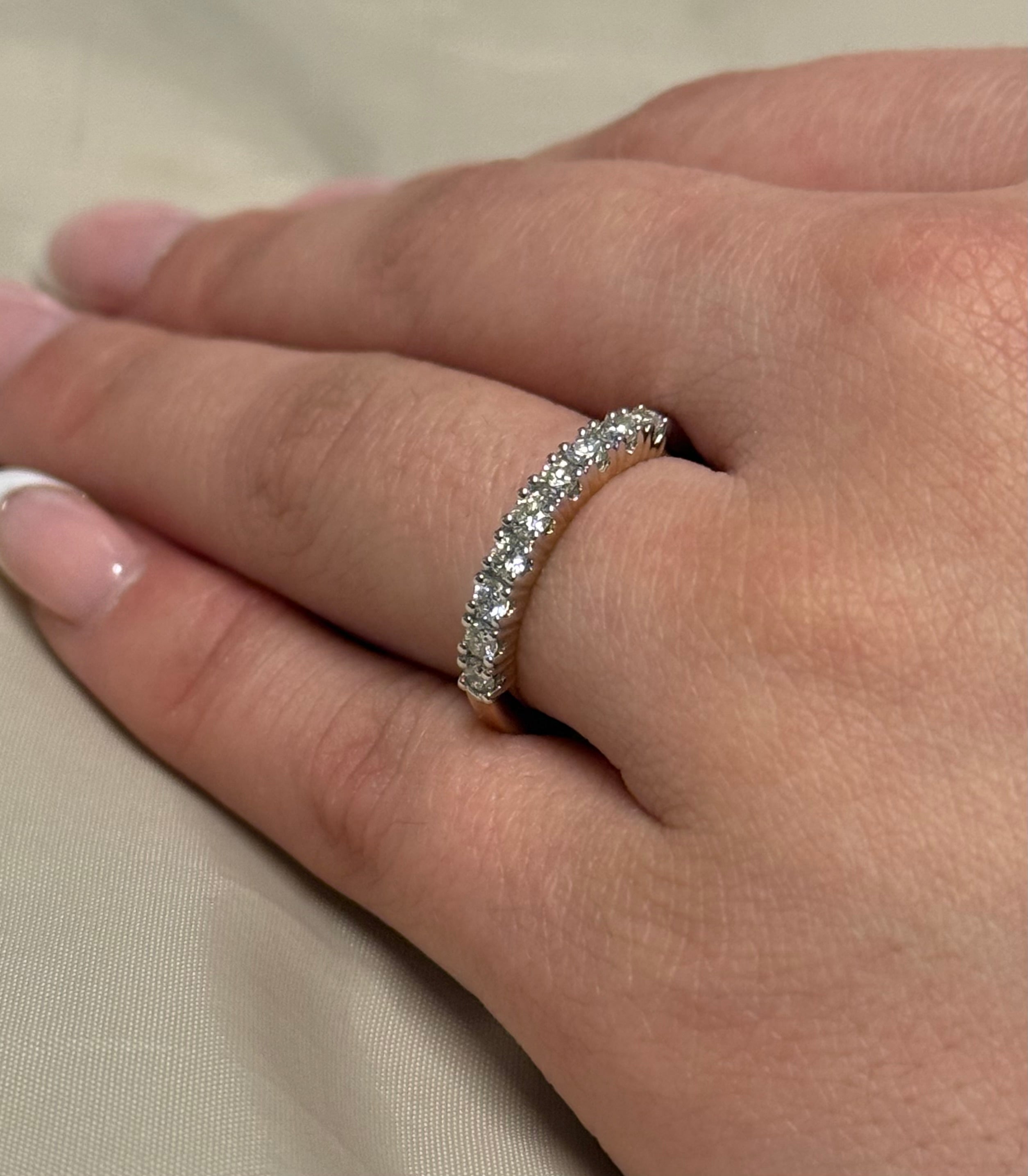 9K Yellow Gold 9 Stone Diamond Band