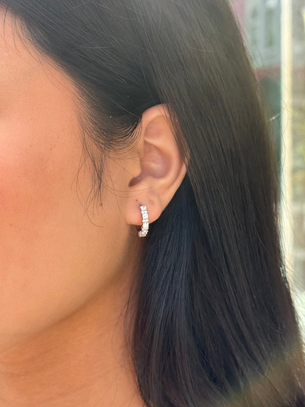 Sterling Silver Clawset Cz Hoops