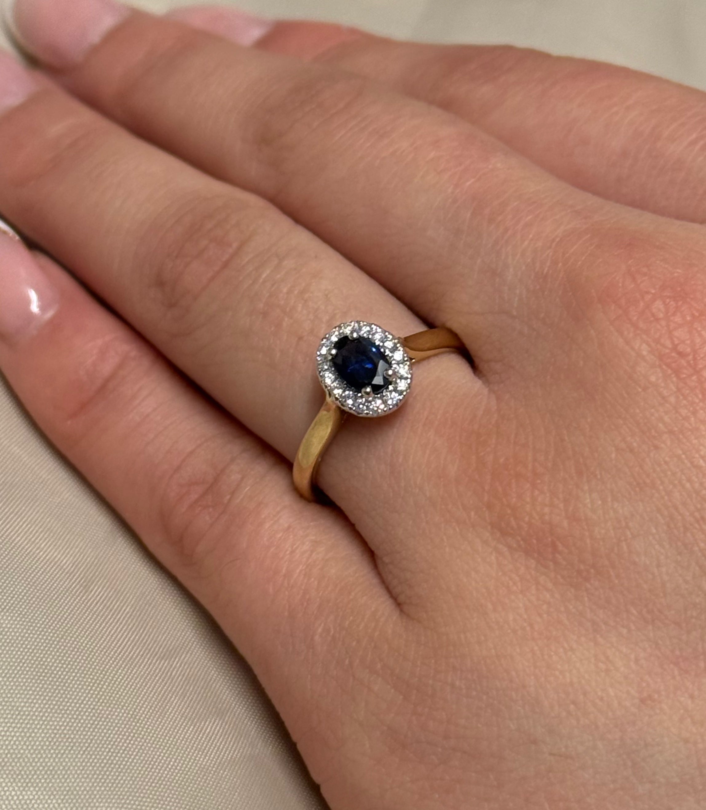 9ct Yellow Gold Sapphire and Diamond Cluster Ring