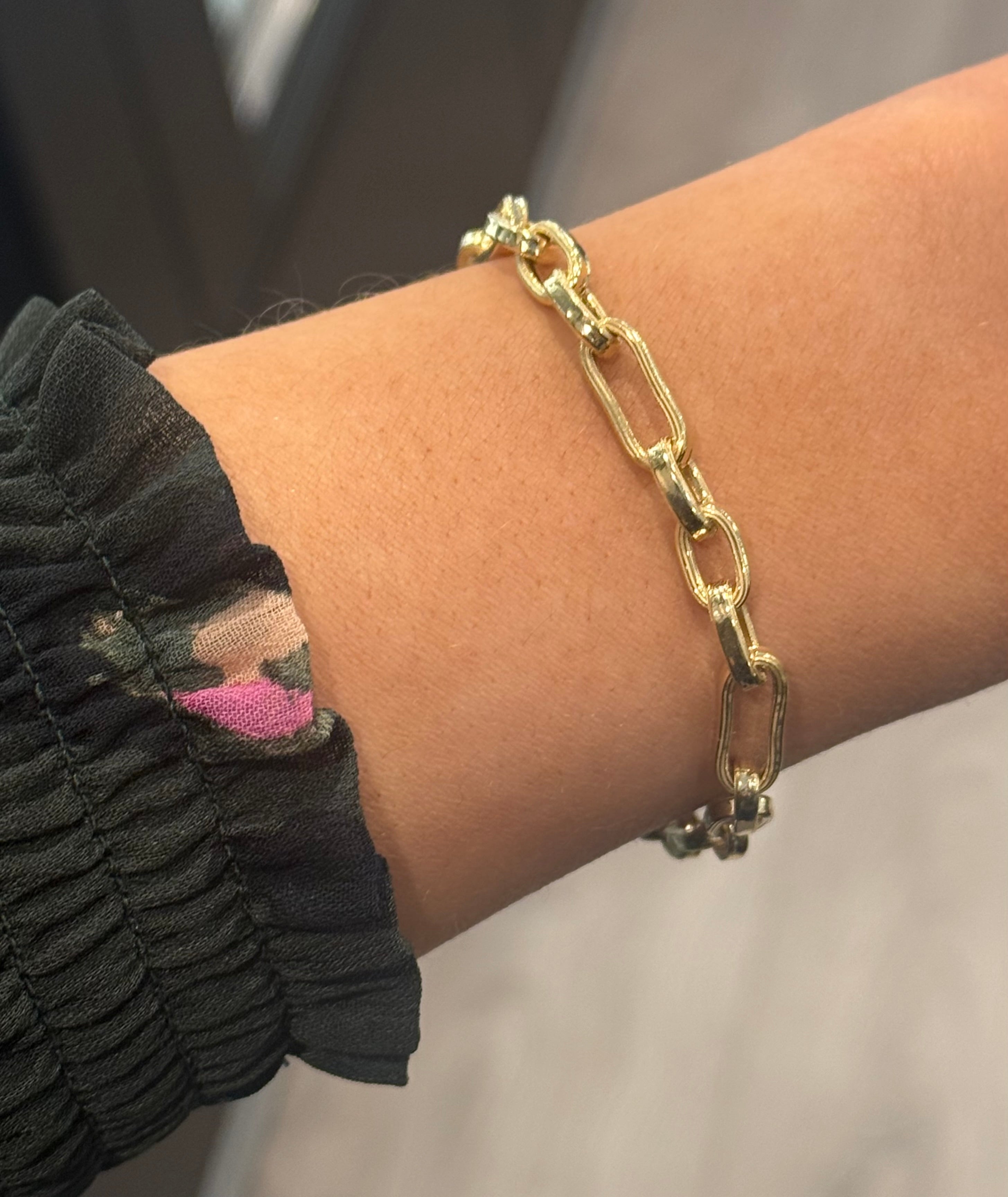 9ct Yellow Gold Oval Belcher Figaro Bracelet