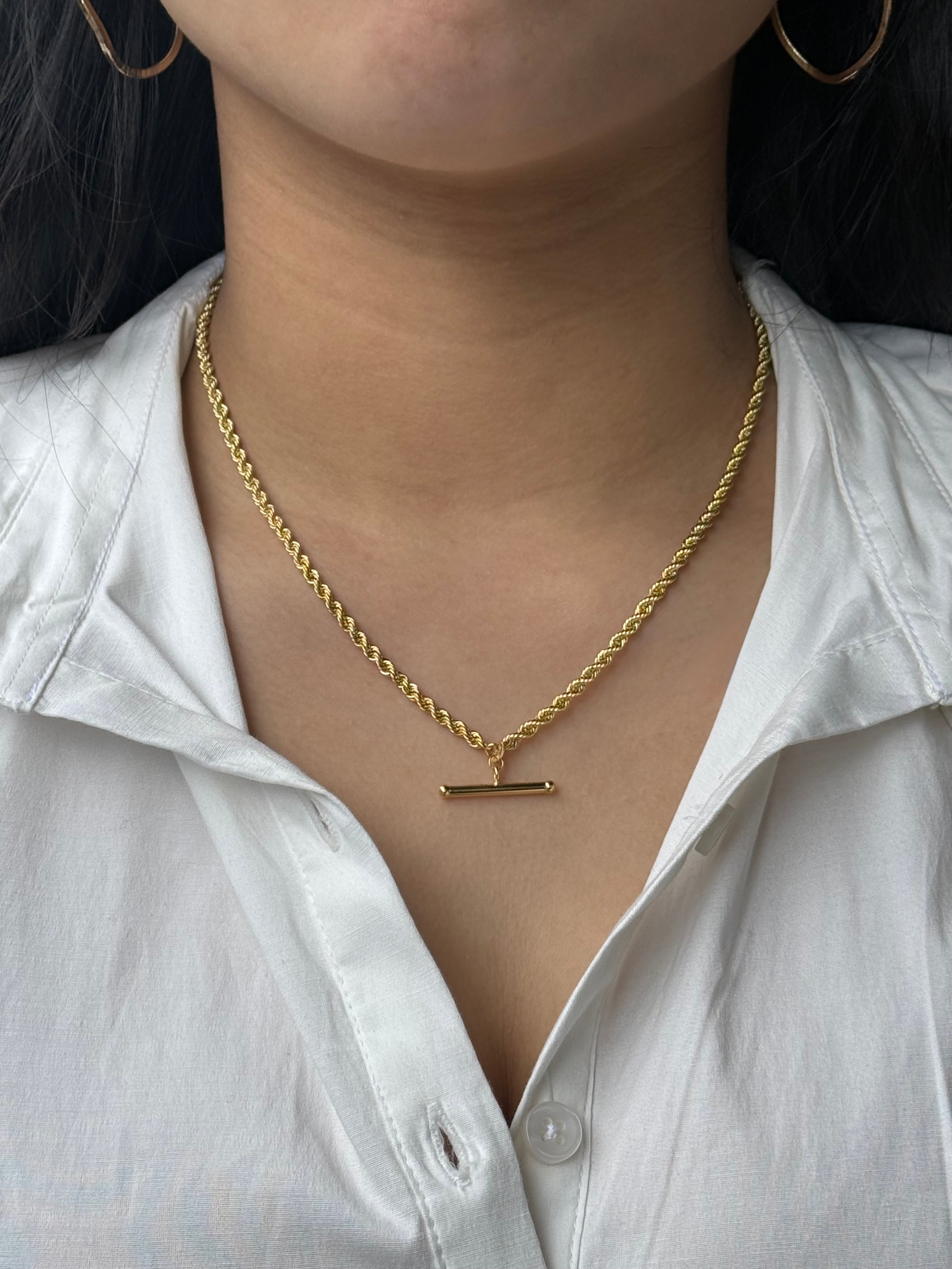 9ct Yellow Gold Rope Tbar