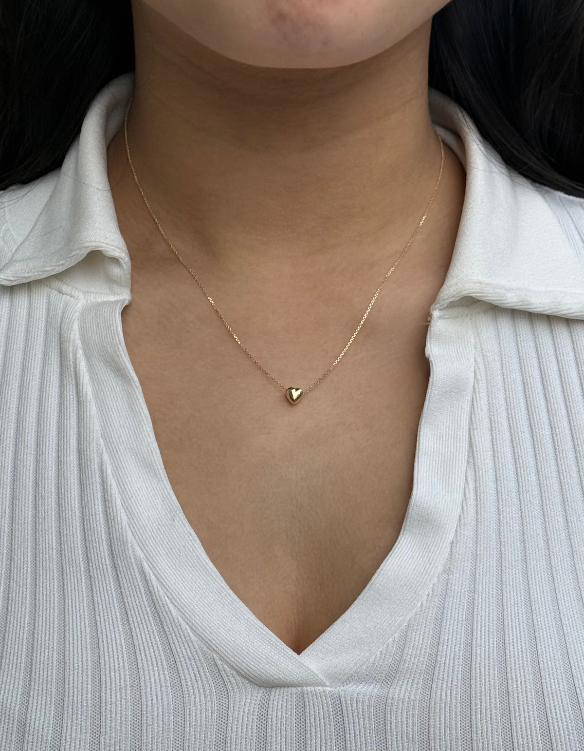 9ct Yellow Gold Bulbous Heart Necklace