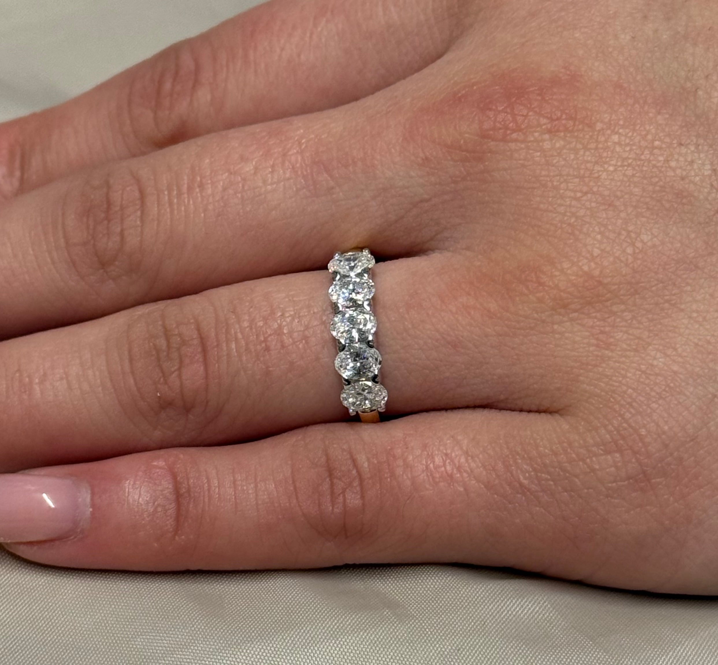 18K Yellow Gold 1.25ct Oval Five Stone Laboratory Grown Diamond Ring