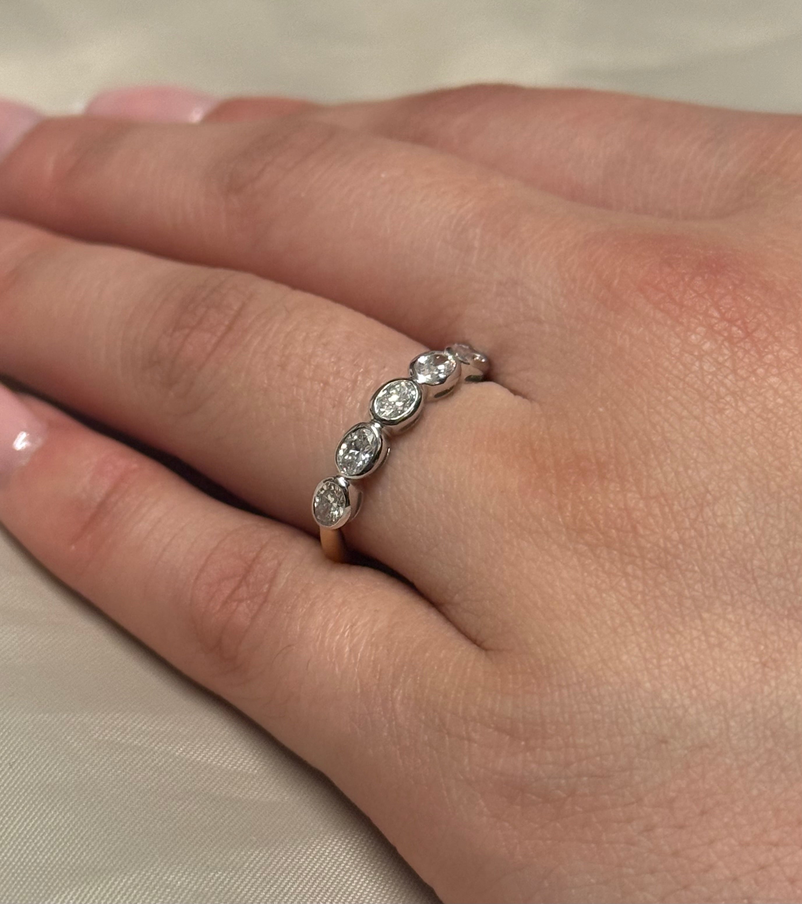 18k Yellow Gold Five Stone Oval Diamond Eternity Ring