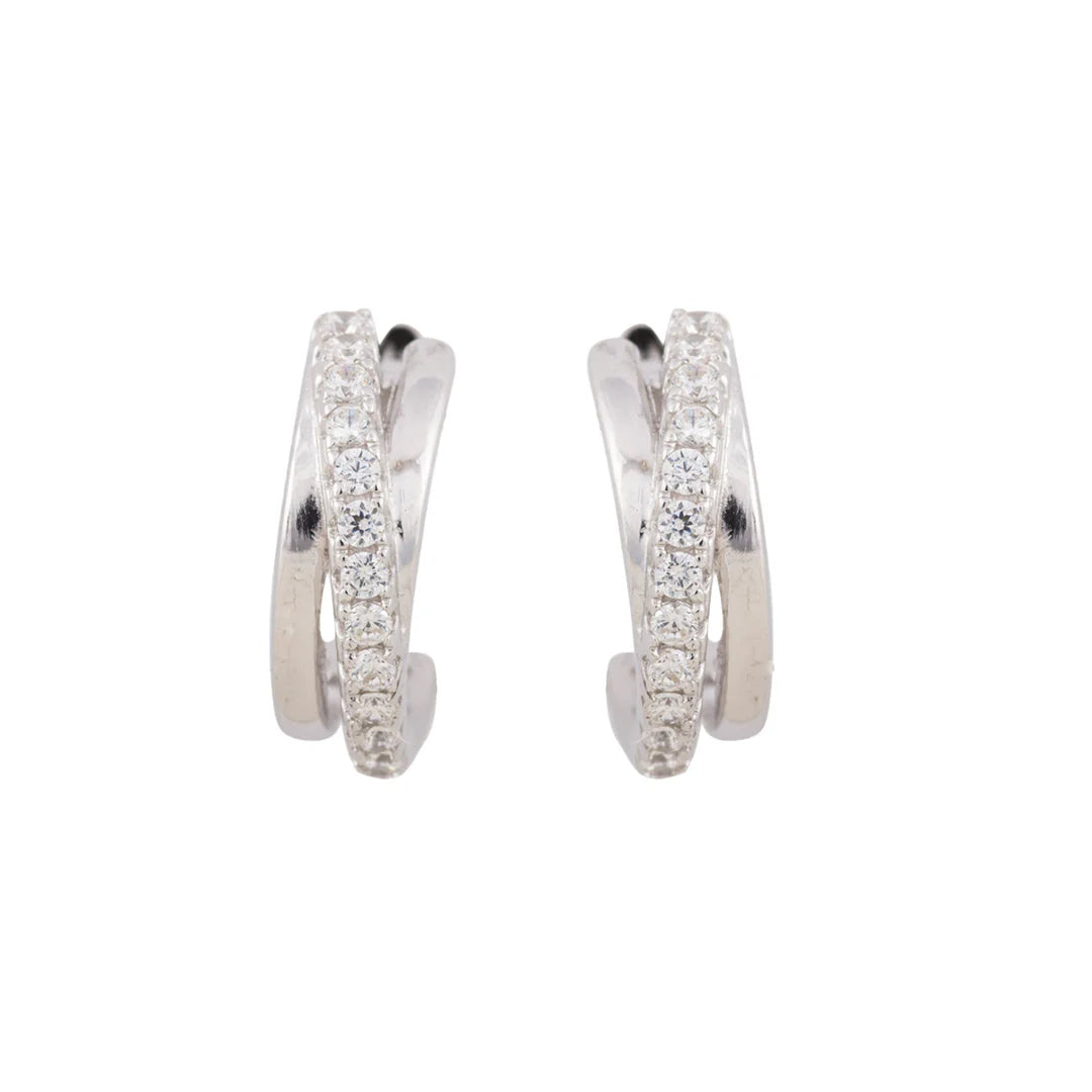 Sterling Silver Crossover Hoop Earrings