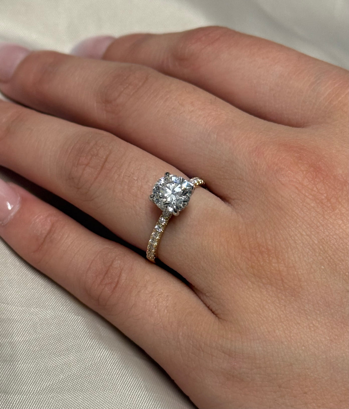 18K Yellow Gold 1.80ct Laboratory Grown Brilliant Cut Solitaire with Diamond Band