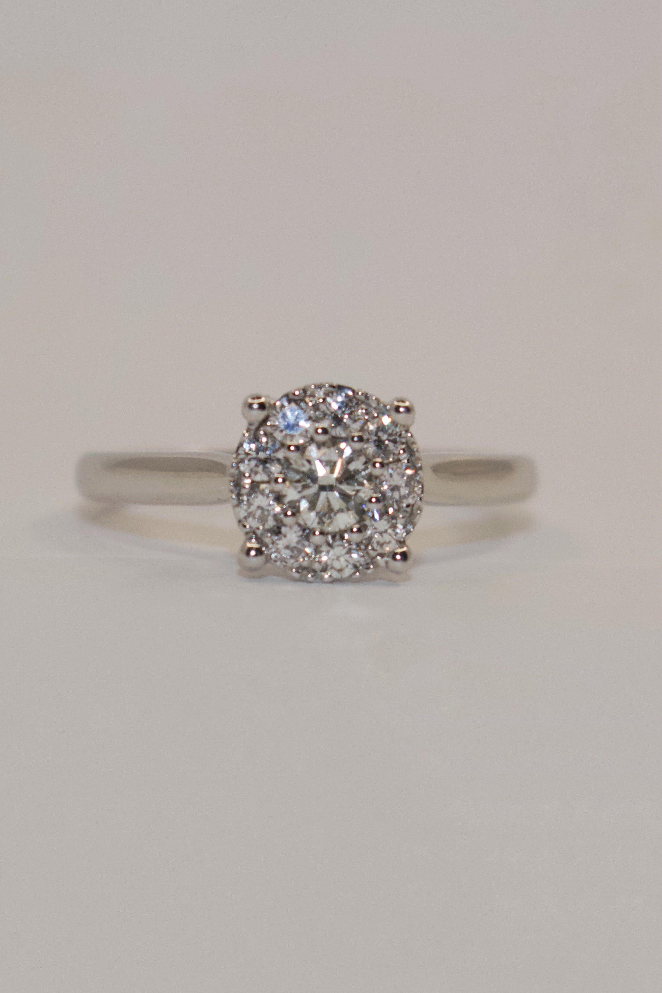 9K White Gold 50pt Illusion Solitaire Diamond Ring
