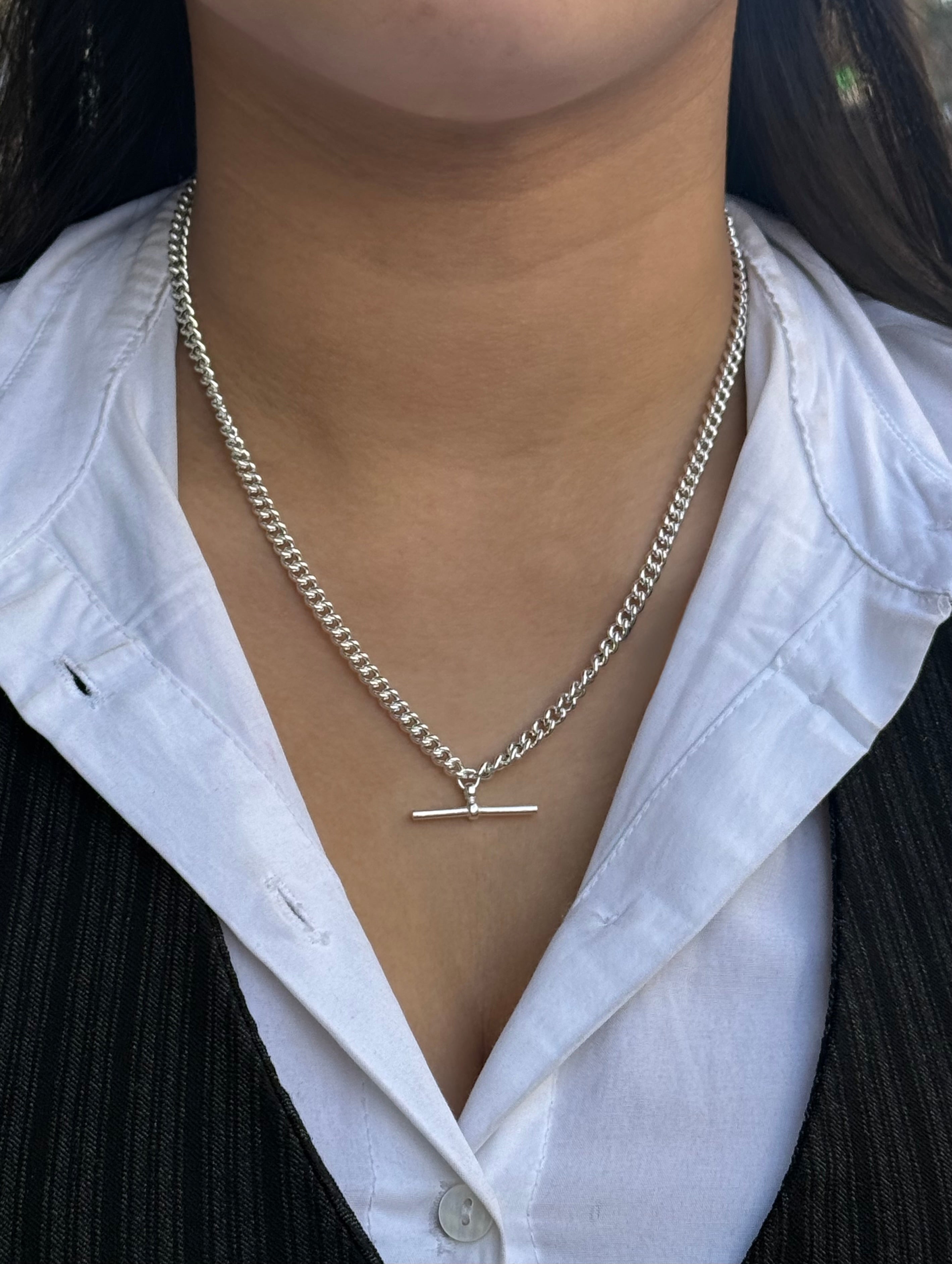 Sterling Silver T-Bar Necklace