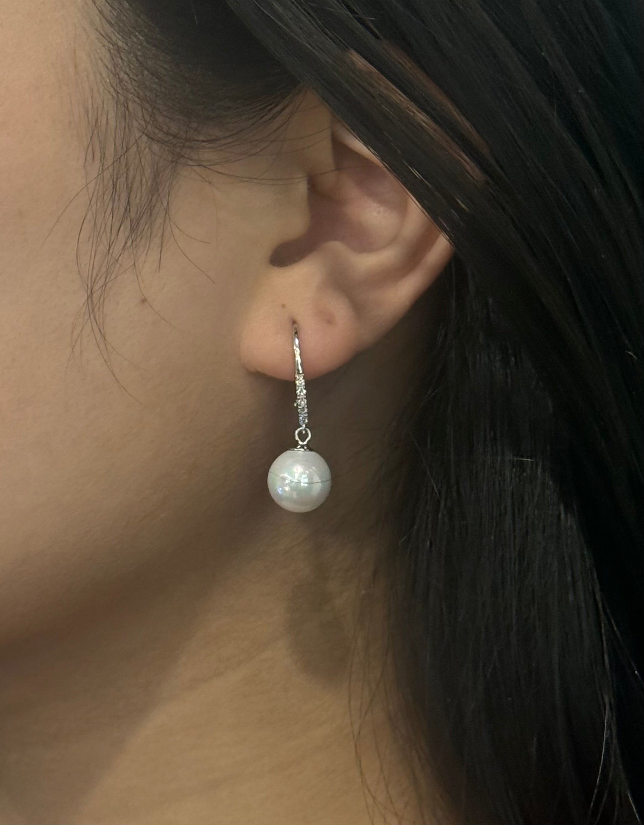 Sterling Silver Pearl & Cubic Zirconia Drop Earrings