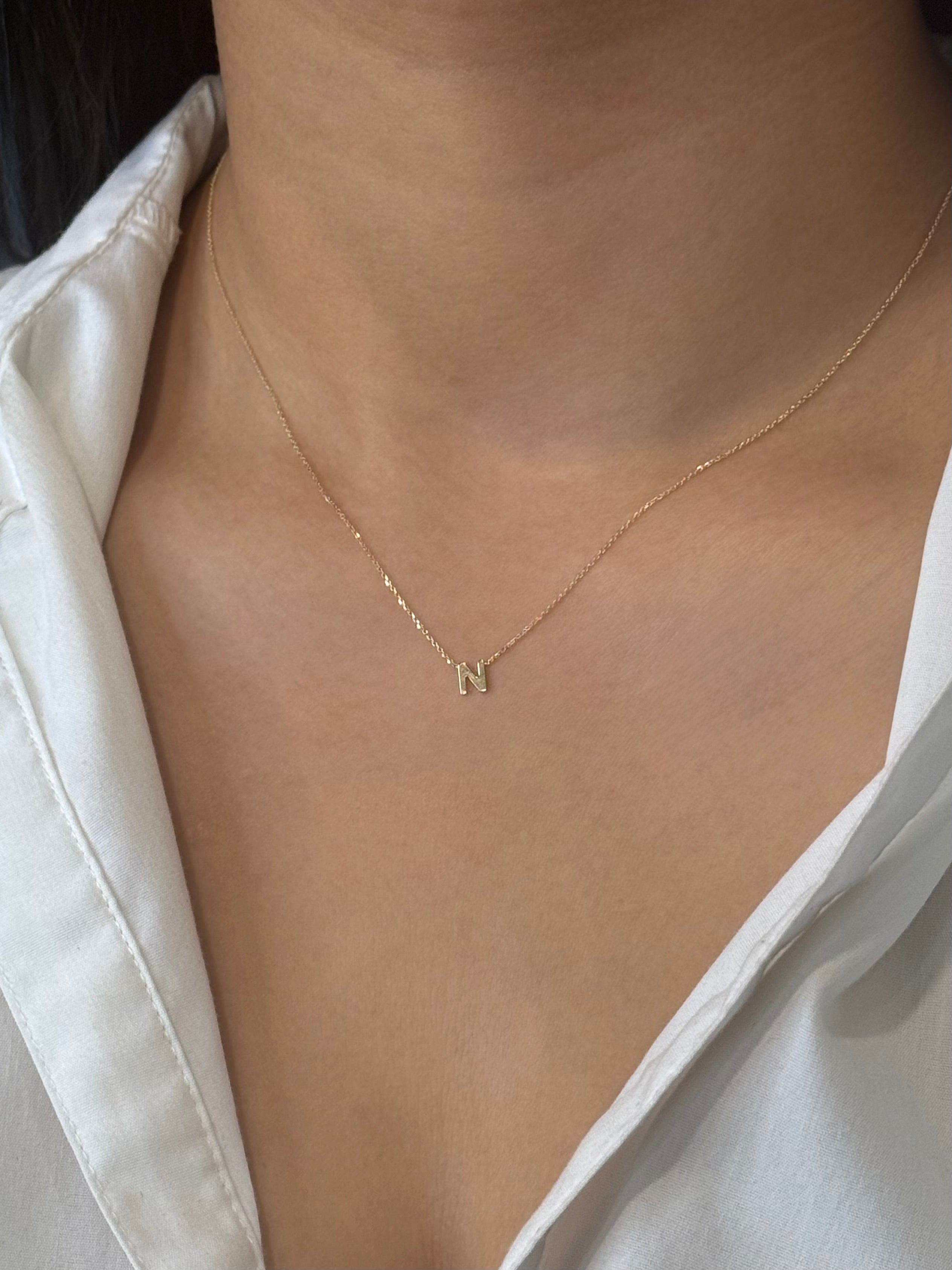9ct Yellow Gold N Initial Necklace