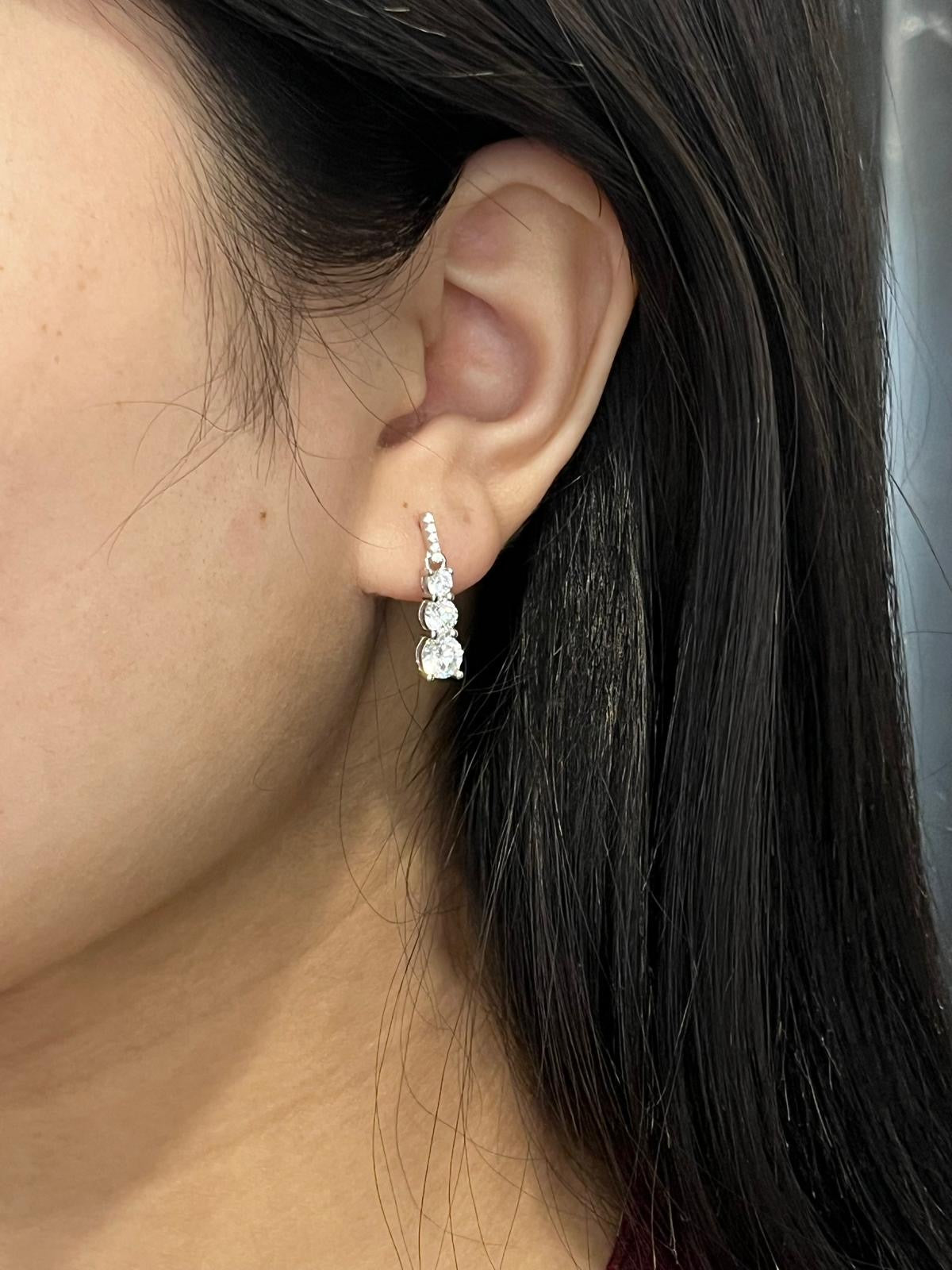 Sterling Silver Cz Drop Earrings