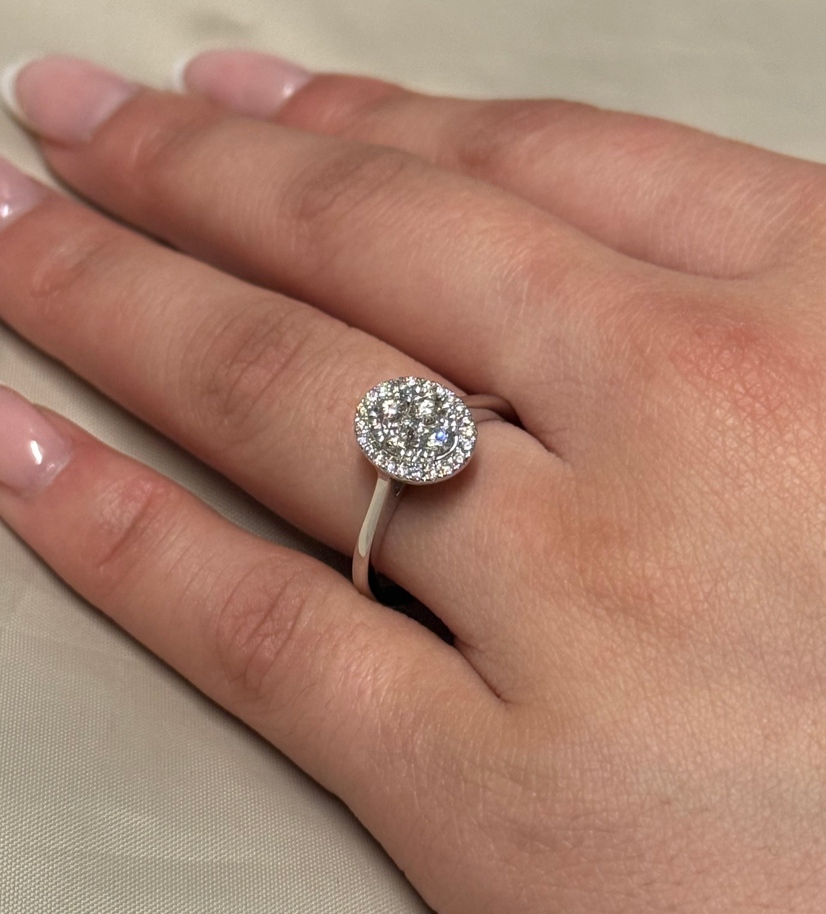 9K White Gold 50pt Illusion Oval Diamond Ring