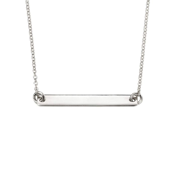 Sterling Silver Engravable Horizontal Bar Necklace