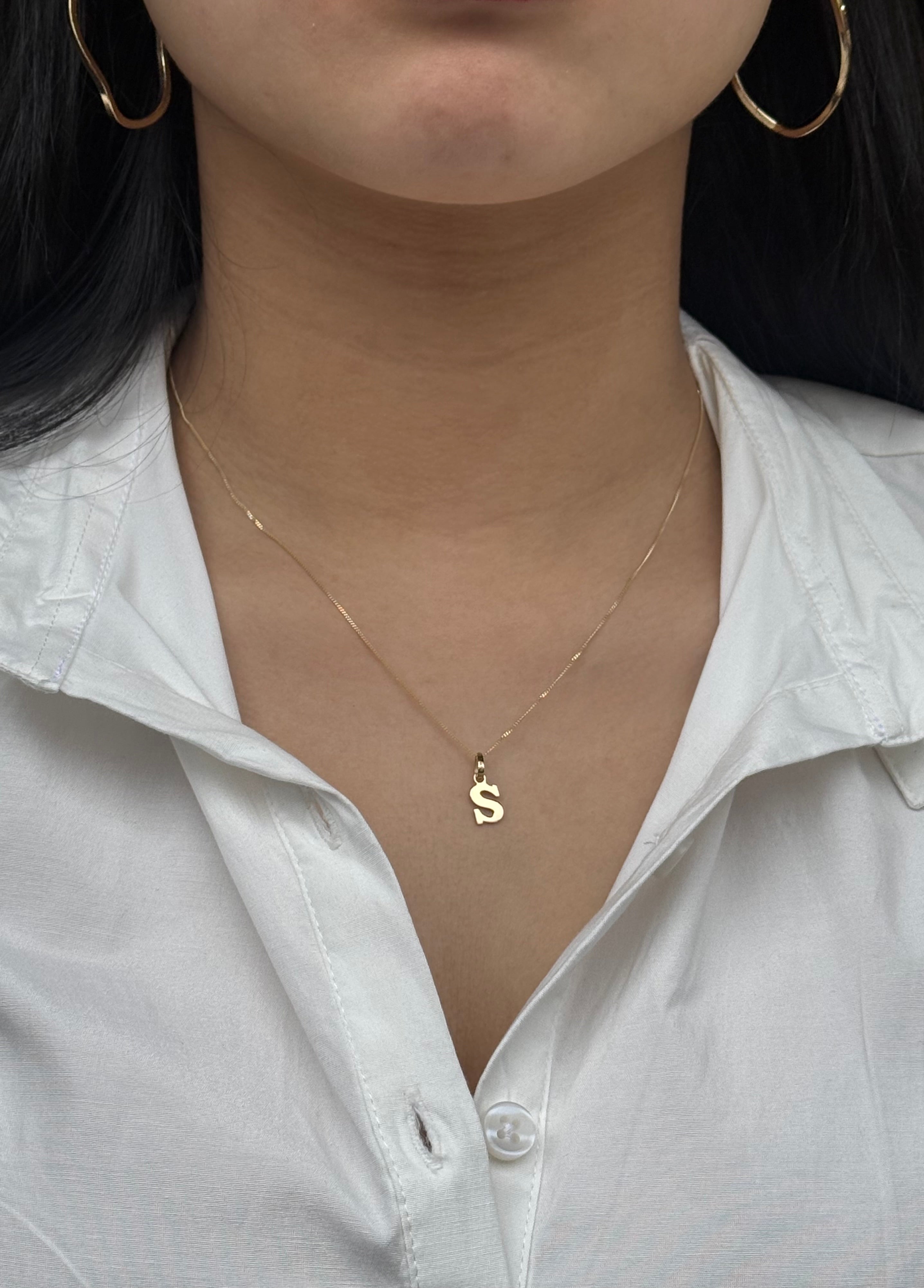 9ct Yellow Gold S Initial Pendant