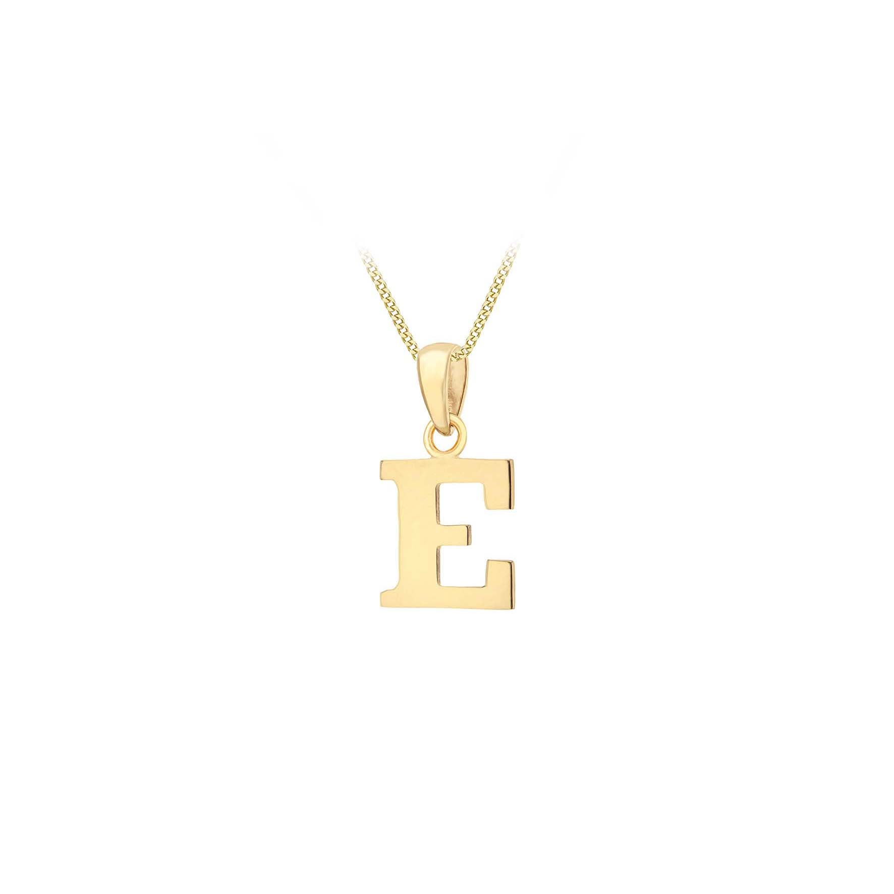 9ct Yellow Gold E Initial Pendant