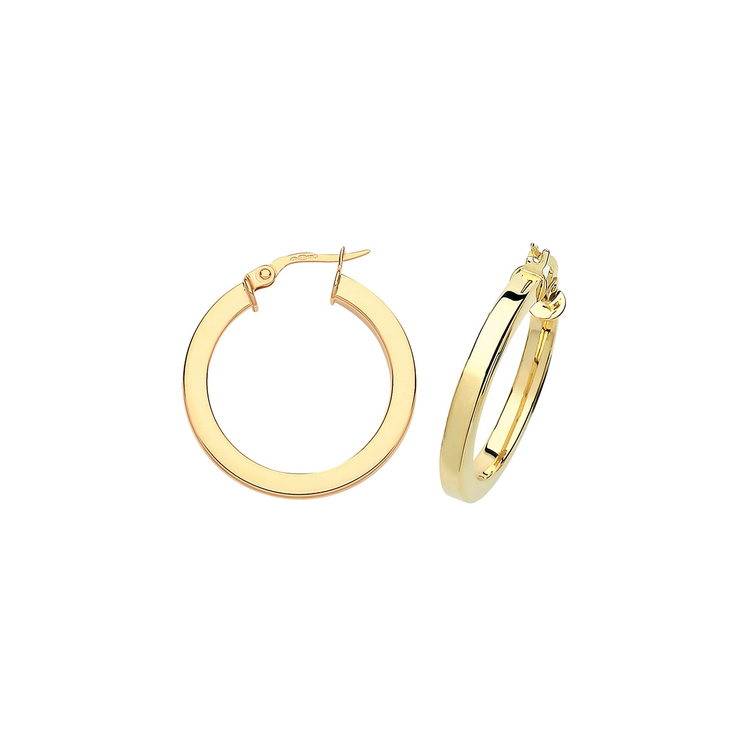 9ct Yellow Gold Flat Court Hoops