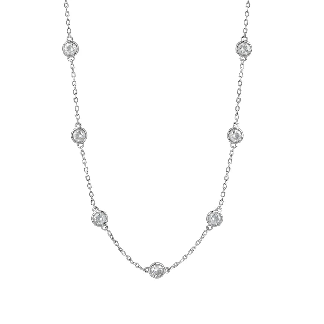 Sterling Silver Bezel Set Cz Chain