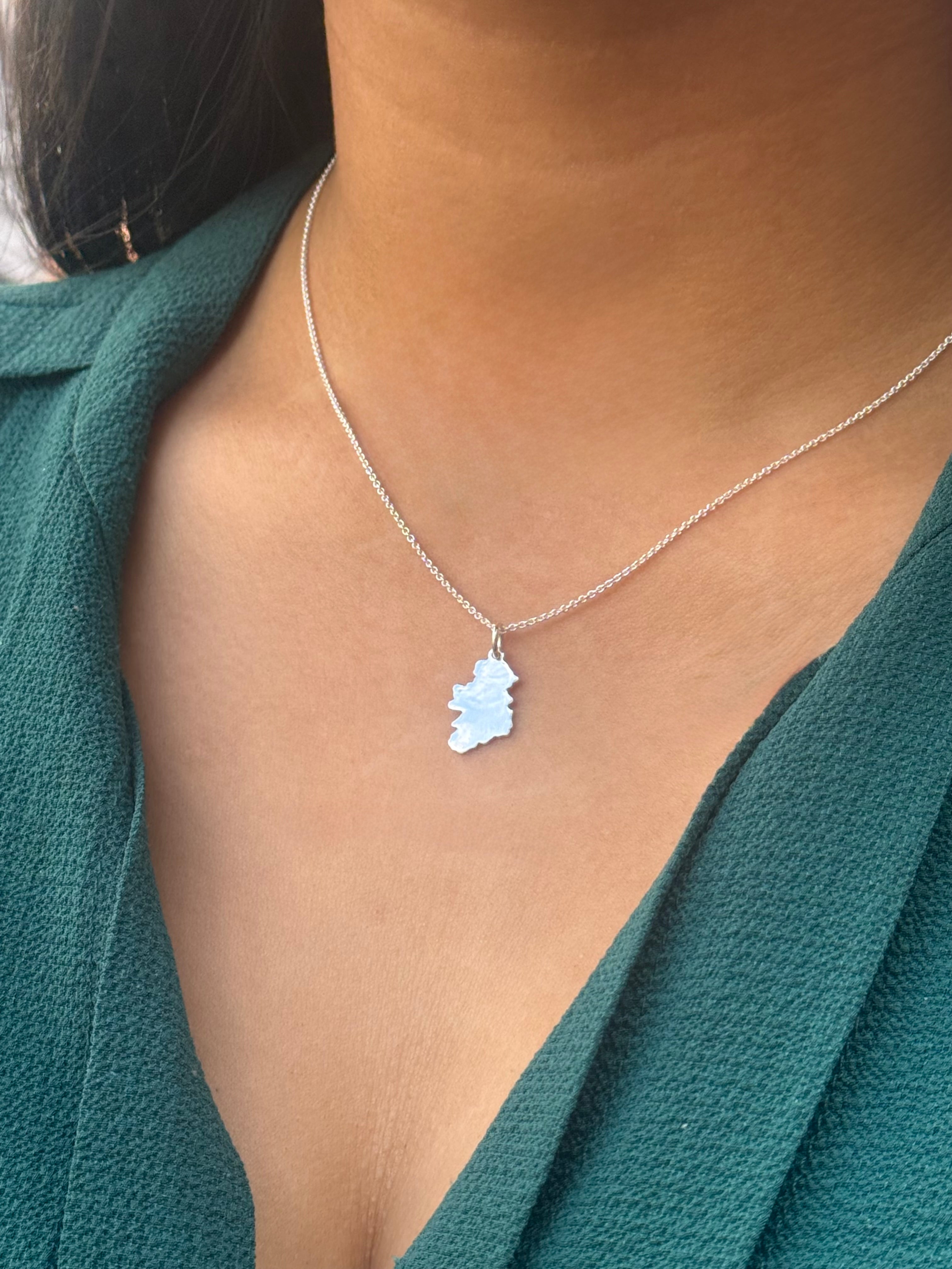 Sterling Silver Map of Ireland Necklace
