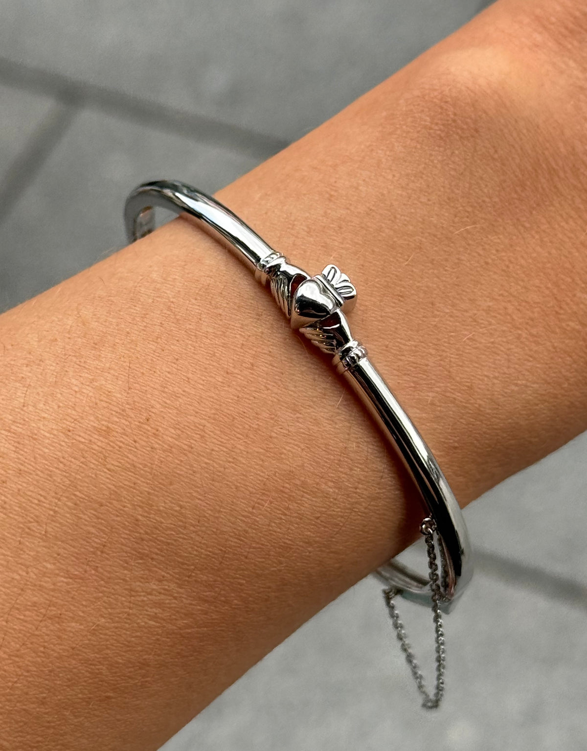 Sterling Silver Claddagh Bangle