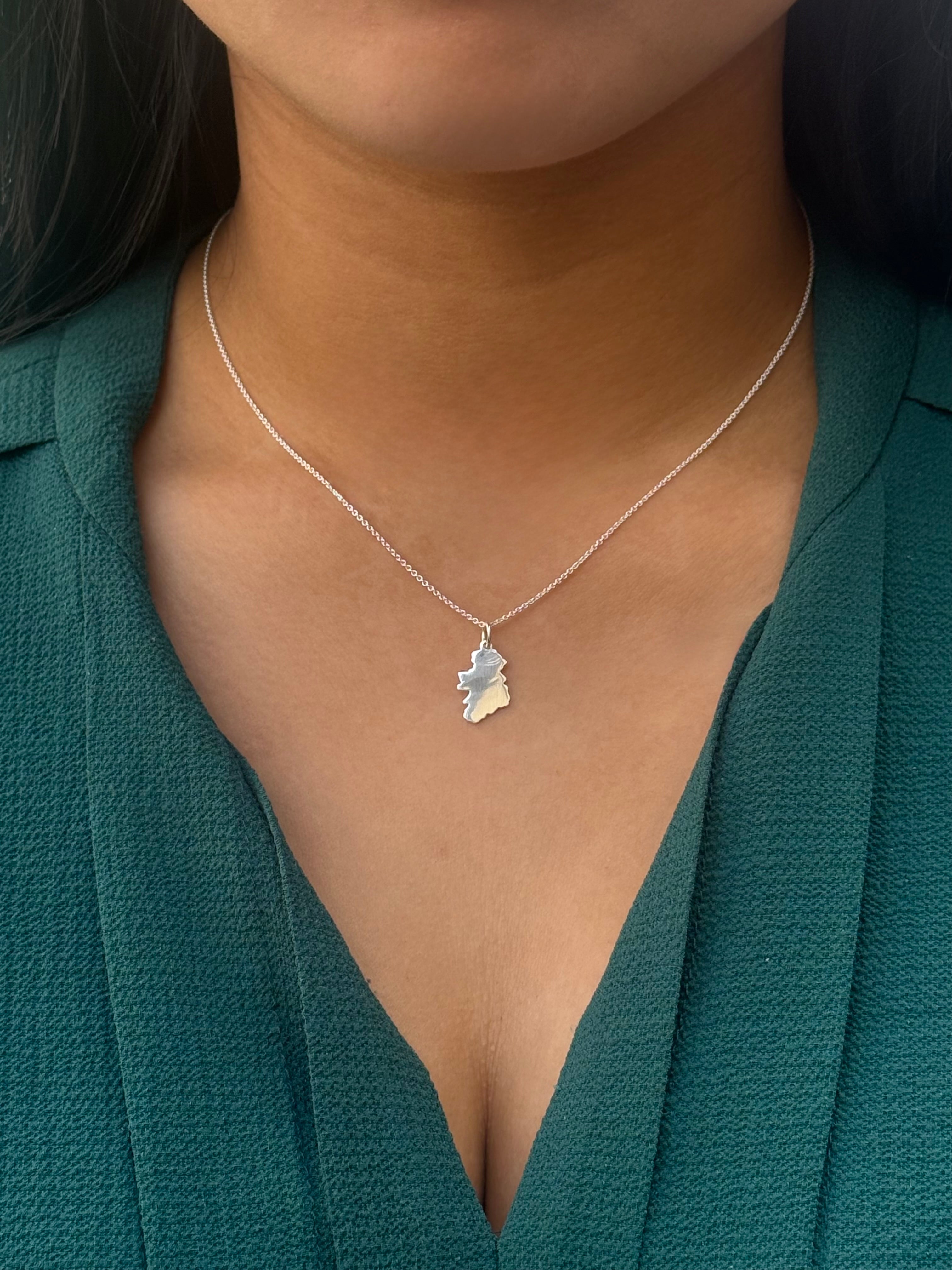 Sterling Silver Map of Ireland Necklace