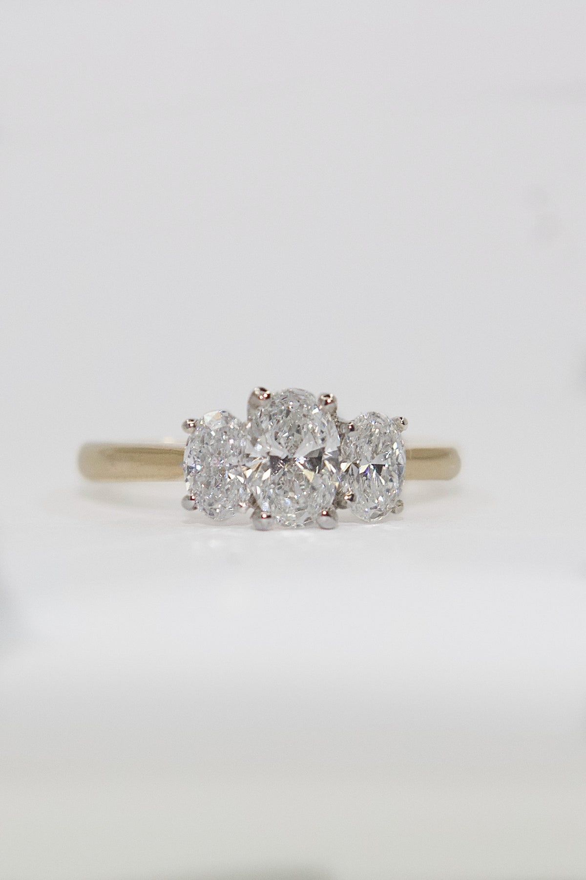 18K Yellow Gold 1.09ct Laboratory Grown Oval 3 Stone Ring