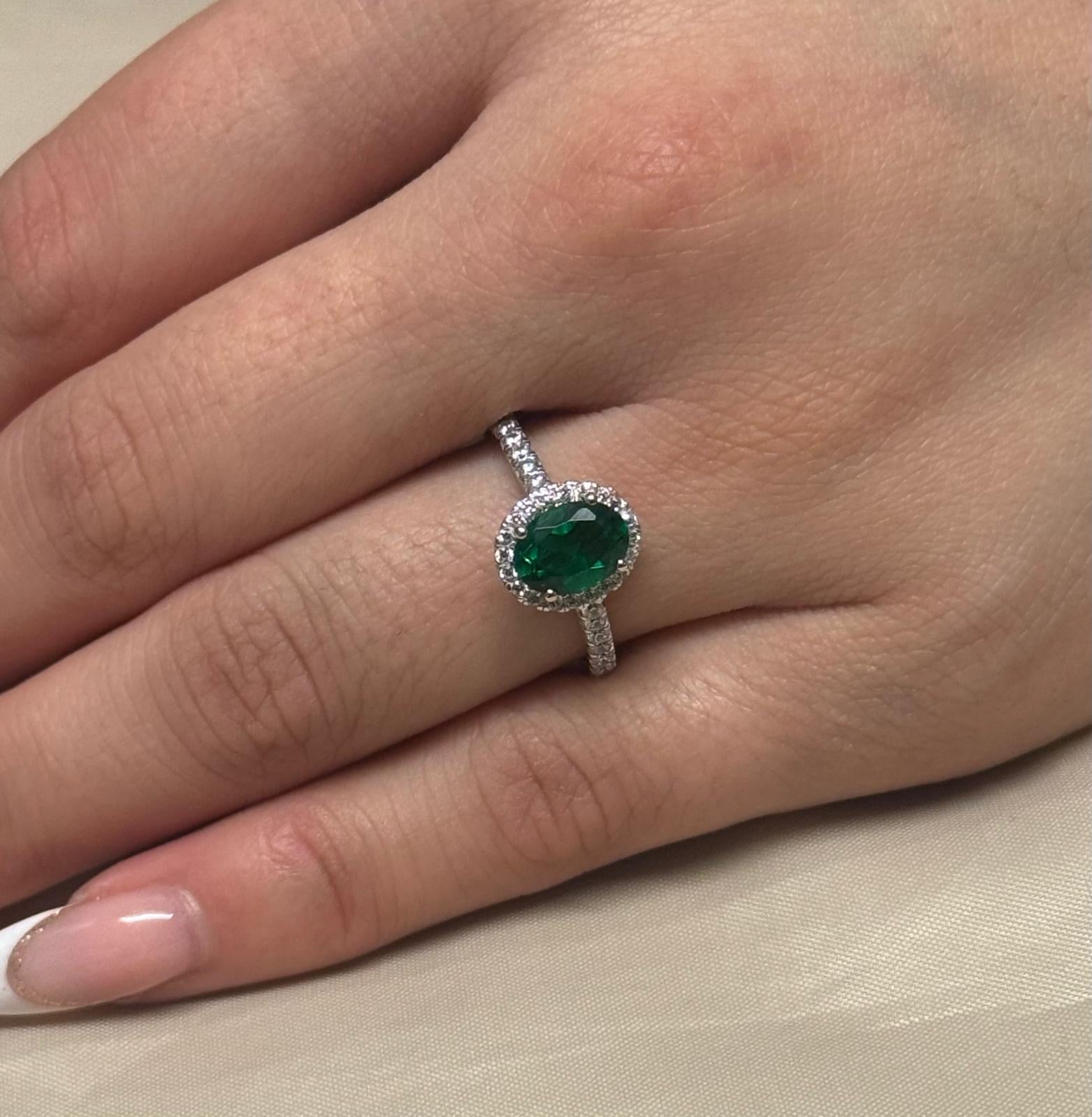 9K Yellow Gold Oval Green Stone Ring with CZ Halo and Band