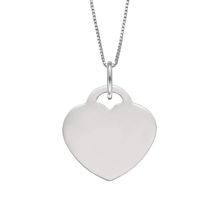 Sterling Silver Engravable Heart Necklace
