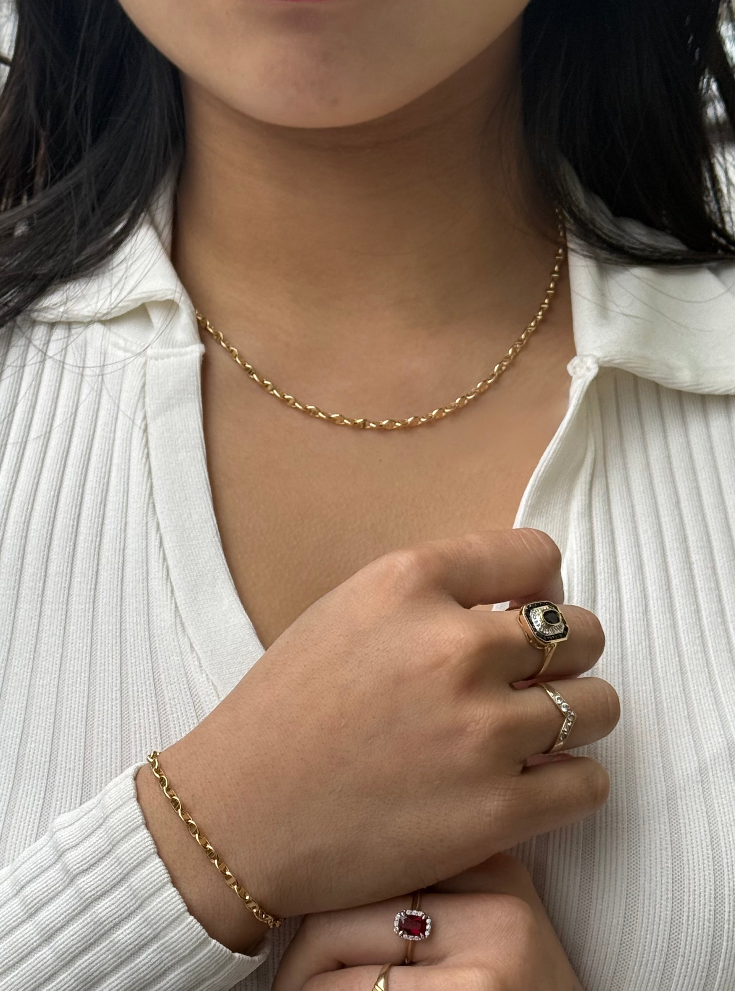 9ct Yellow Gold Marine Link Necklace