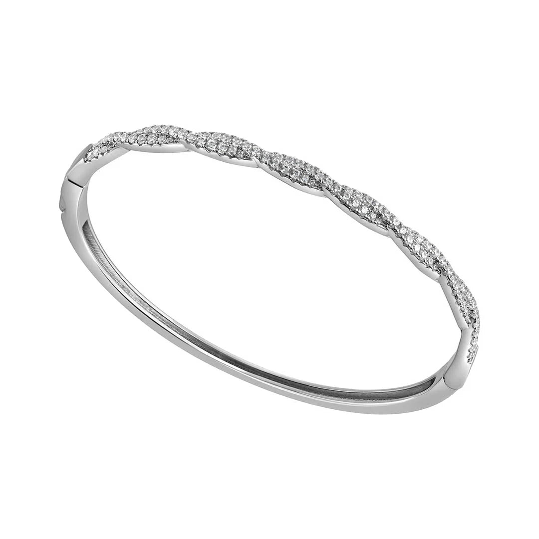 Sterling Silver CZ Twist Bangle