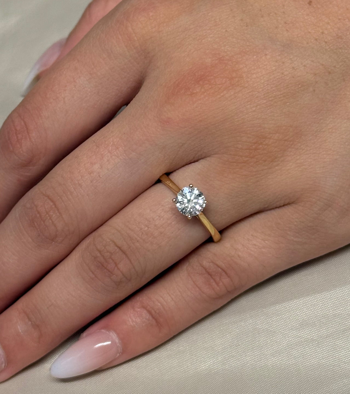 18K Yellow Gold 1ct Laboratory Grown Brilliant Cut Solitaire Ring