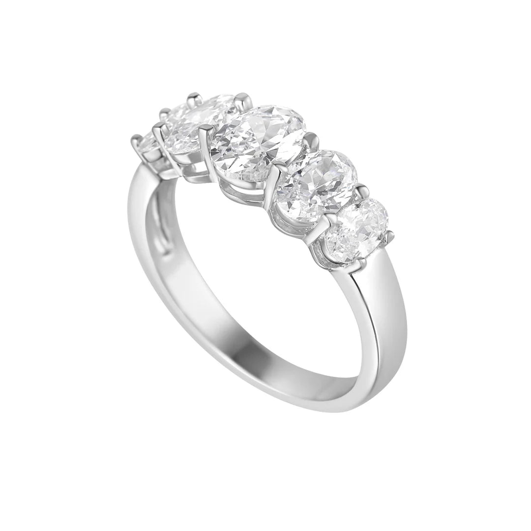 Sterling Silver CZ Graduated Five Stone