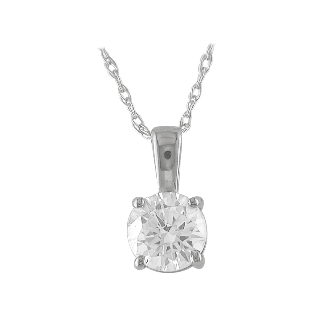 9ct White Gold Solitaire CZ Pendant