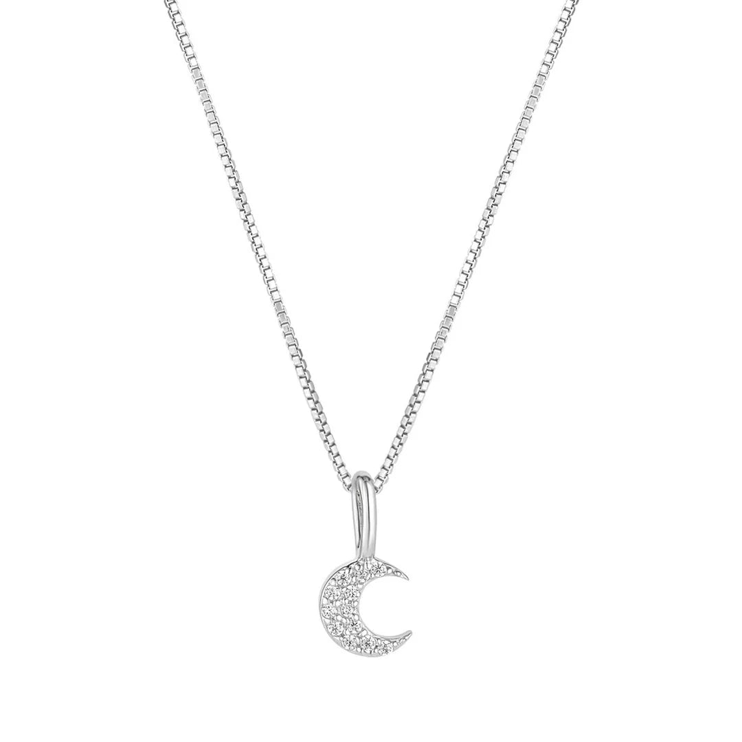 Sterling Silver Dainty Moon Necklace