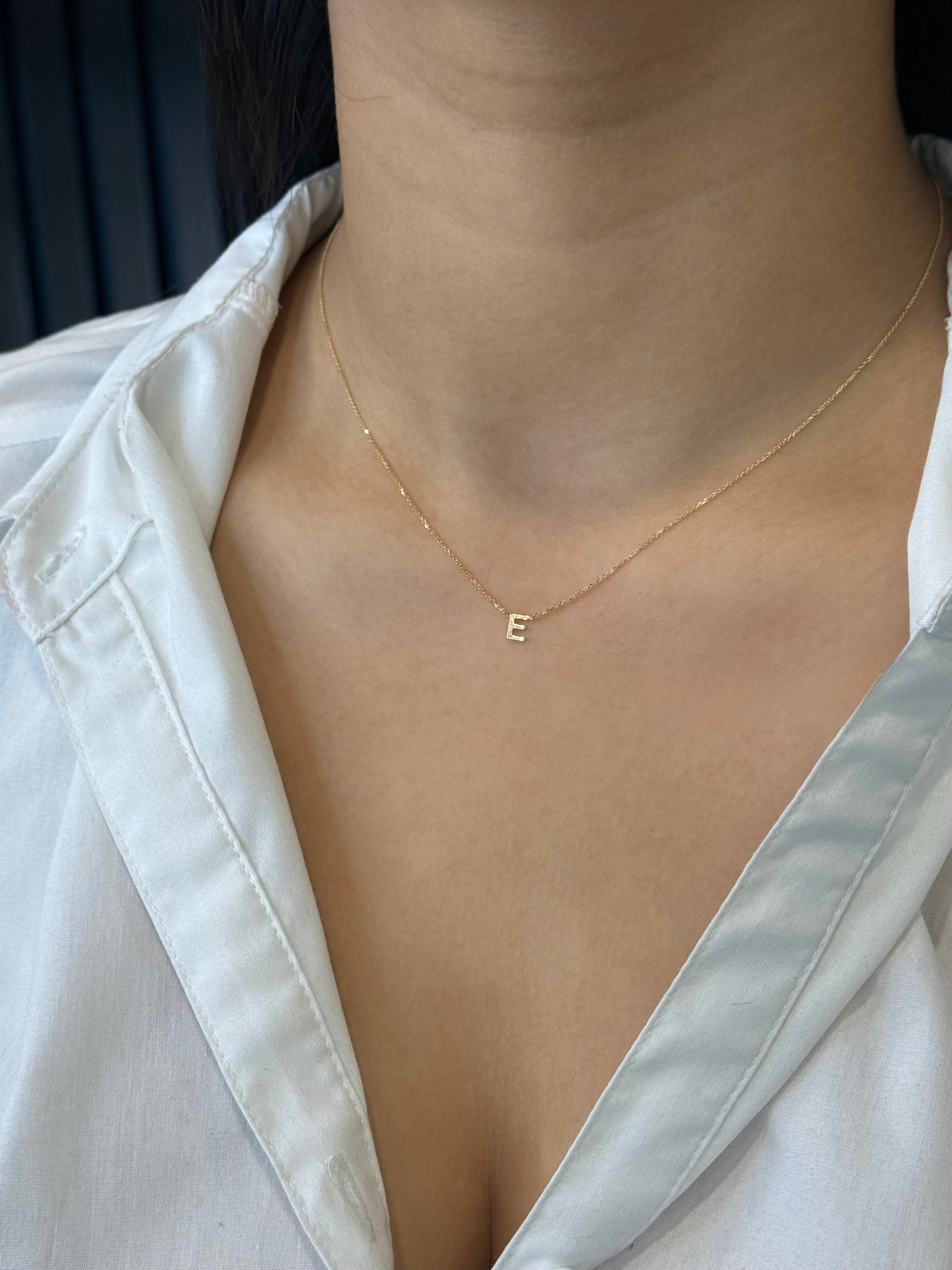 9ct Yellow Gold E Initial Necklace