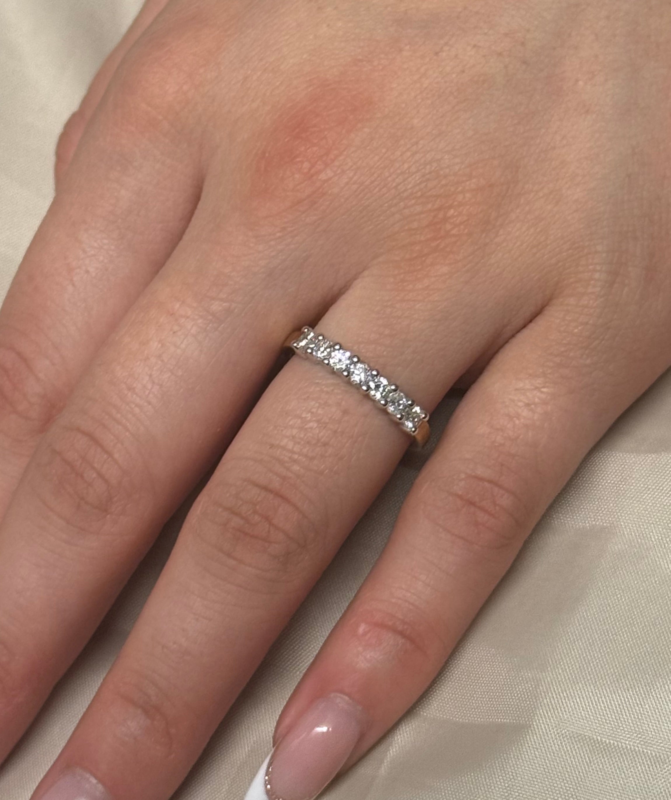 9K Yellow Gold Seven Stone Diamond Ring