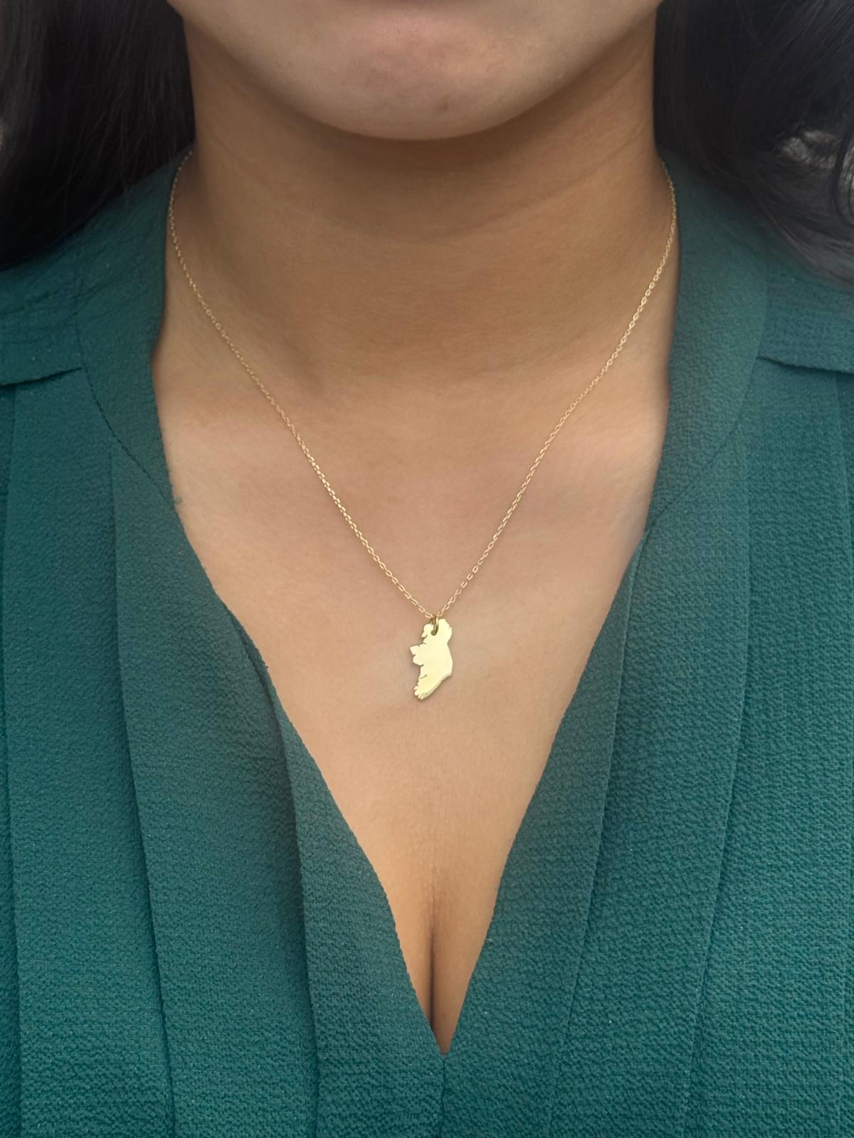 Gold Plated Sterling Silver Map of Ireland Pendant