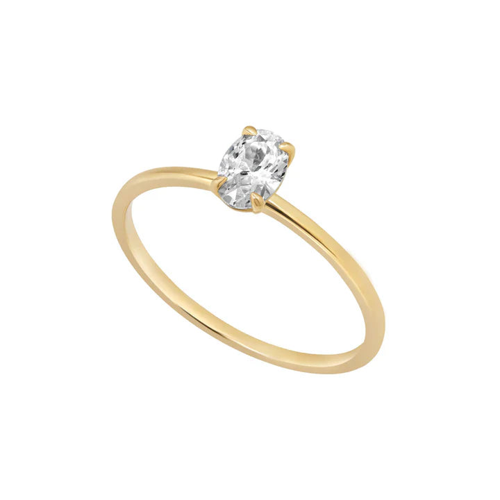 9K Yellow Gold Oval CZ Solitaire