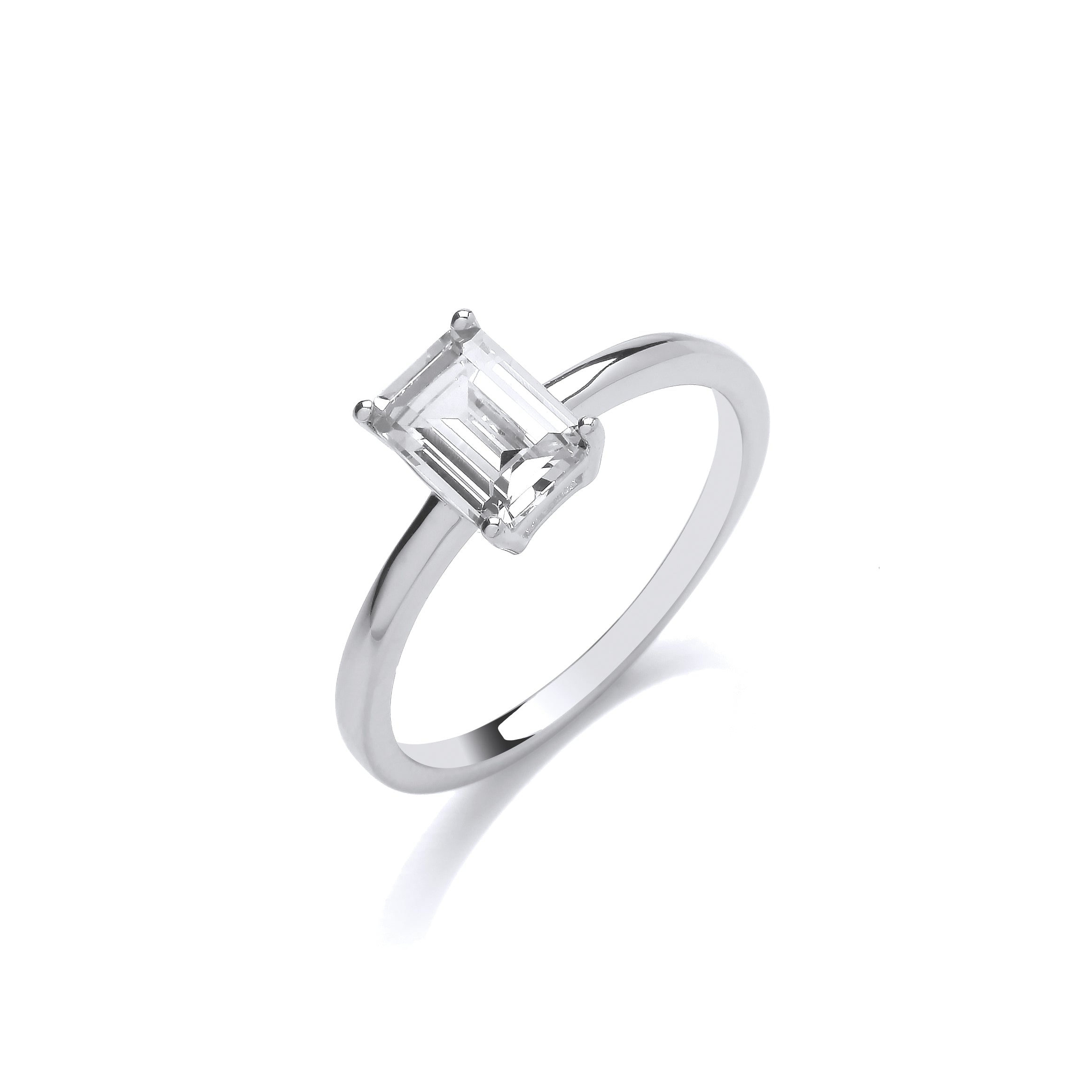 Sterling Silver Emerald Cut CZ Solitaire