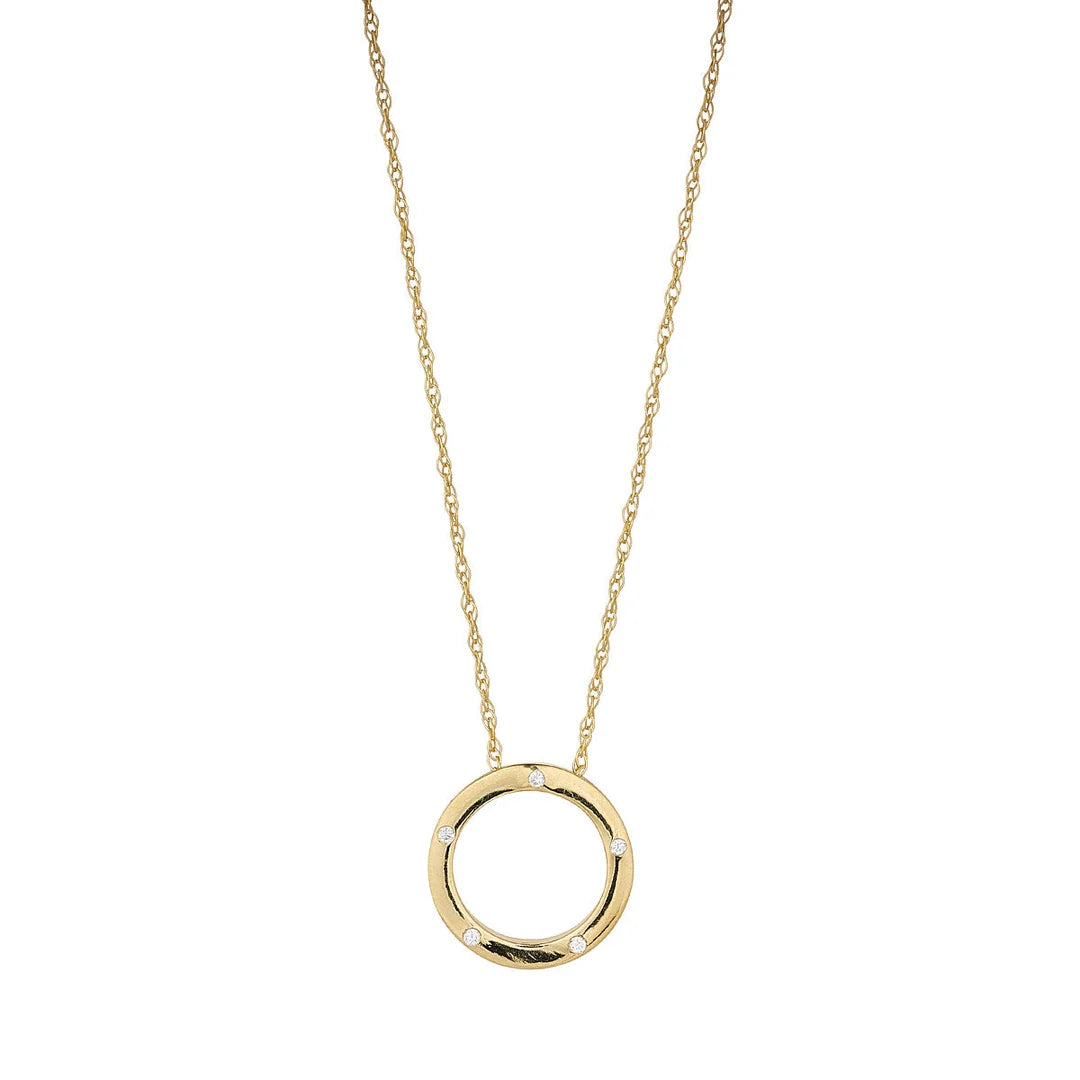9ct Yellow Gold CZ Open Circle Pendant