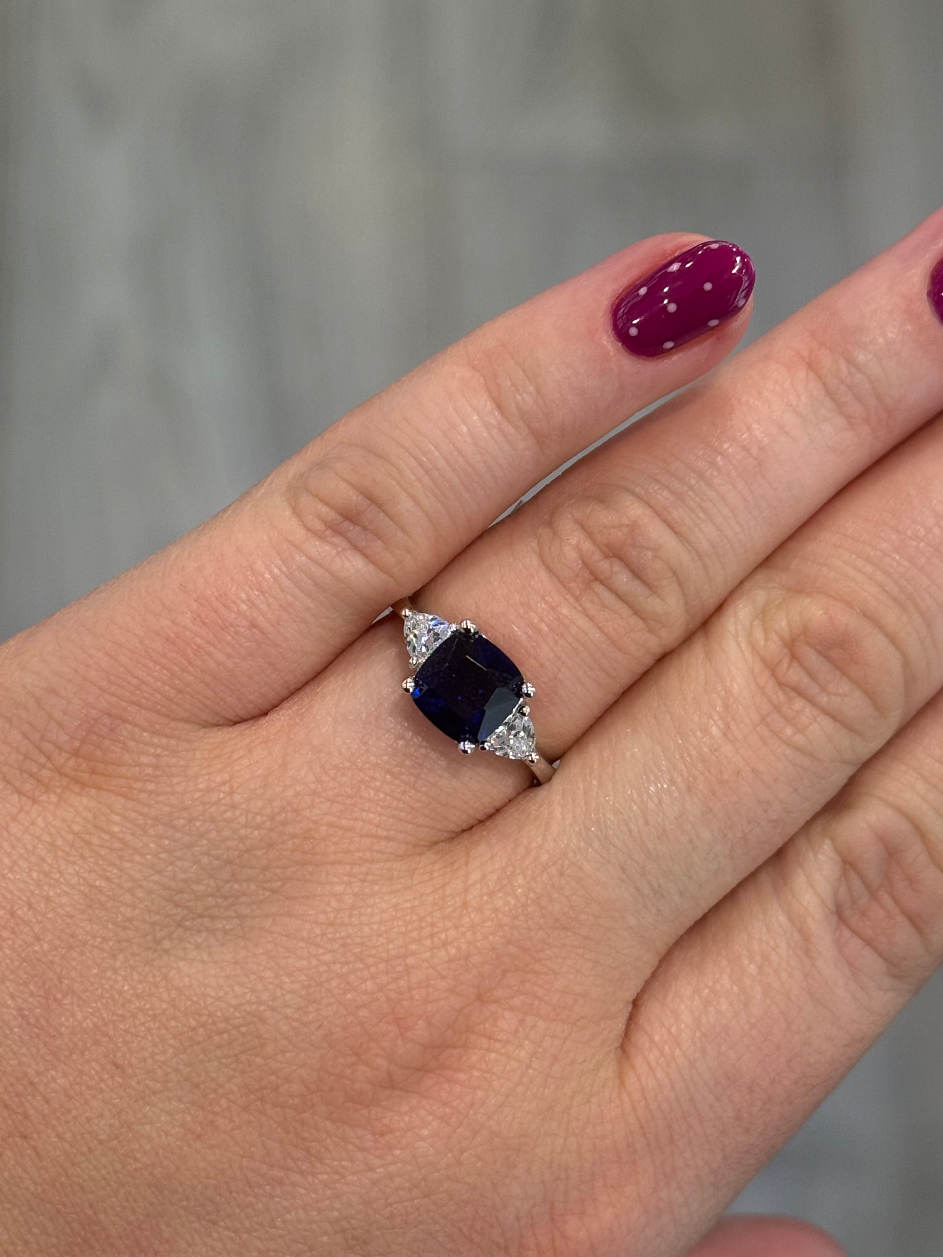 Sterling Silver Blue Cz Cushion Dress Ring