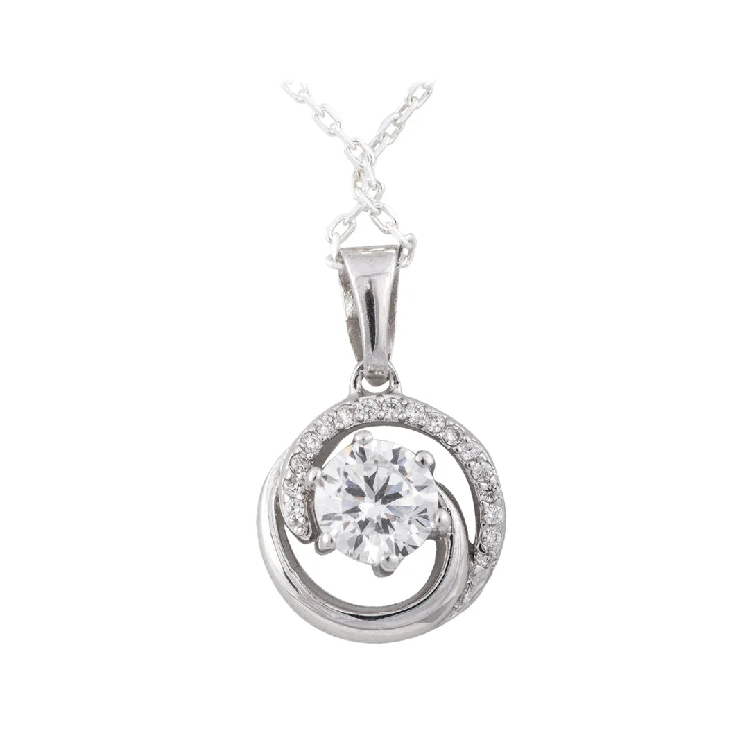 Sterling Silver Cz Swirl Knot Pendant