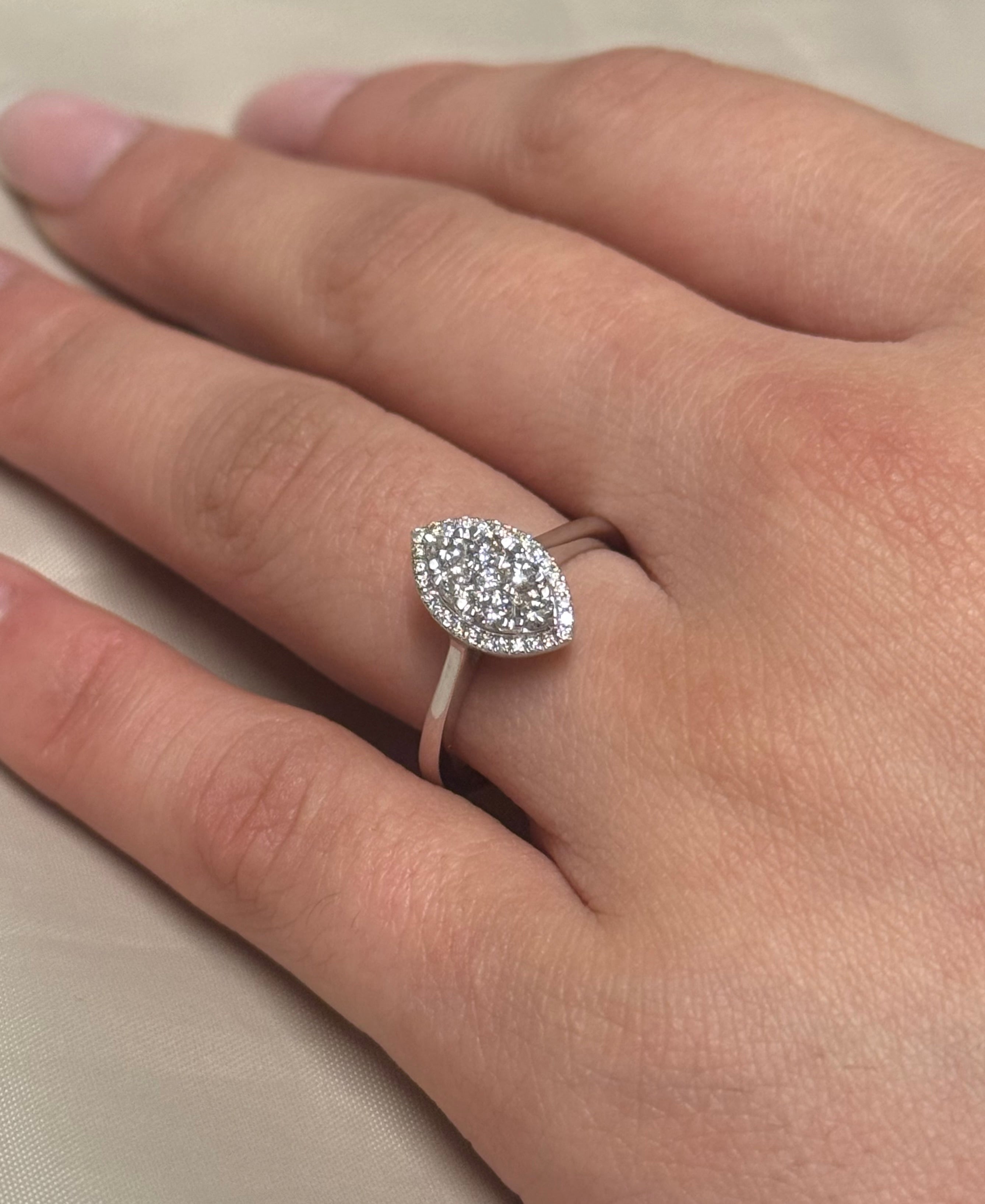 9K White Gold 50pt Illusion Marquise Diamond Ring