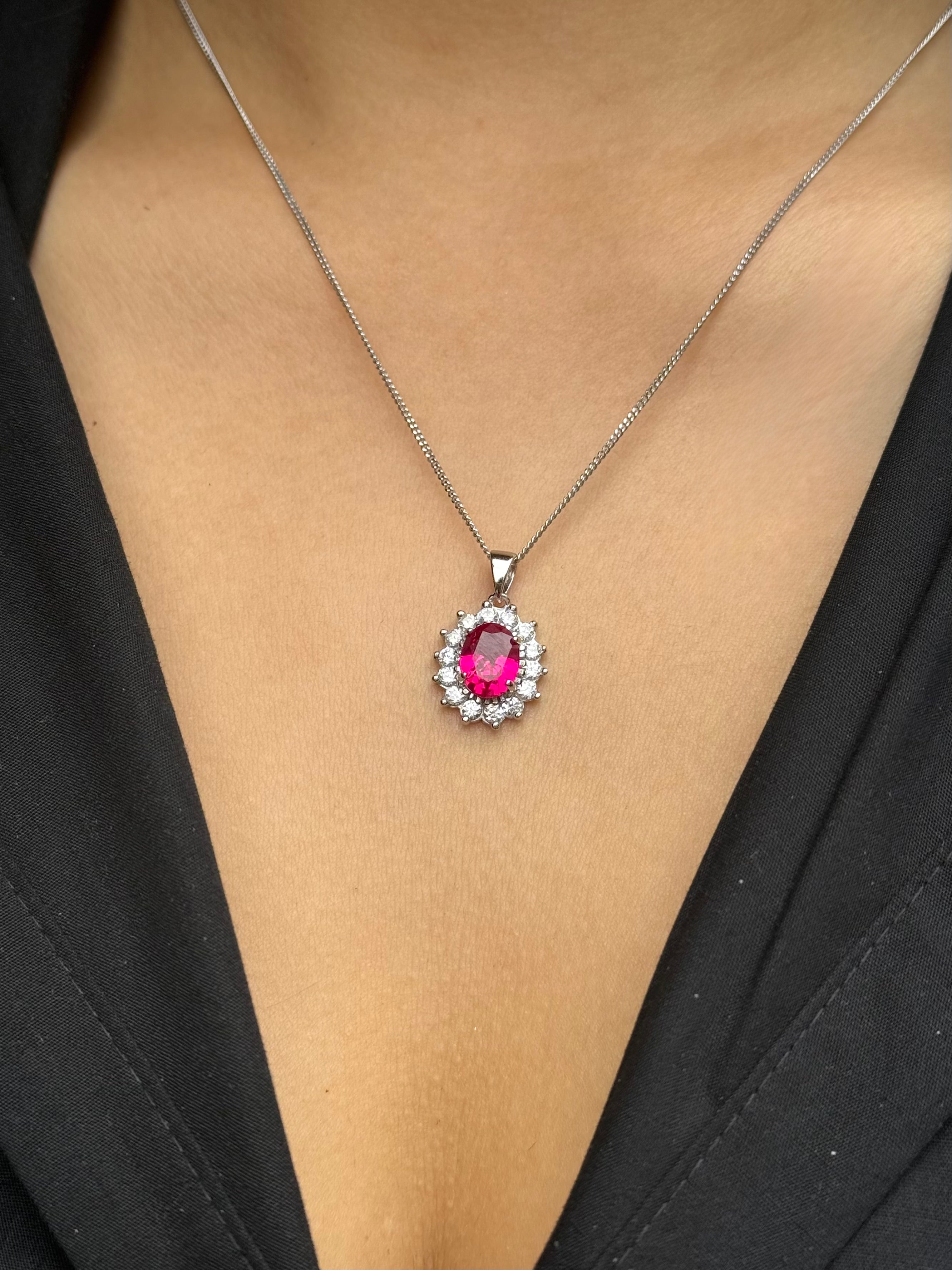 Sterling Silver Red Cluster Pendant