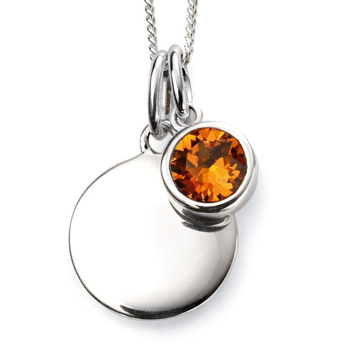 Sterling Silver November Birthstone Disc Pendant