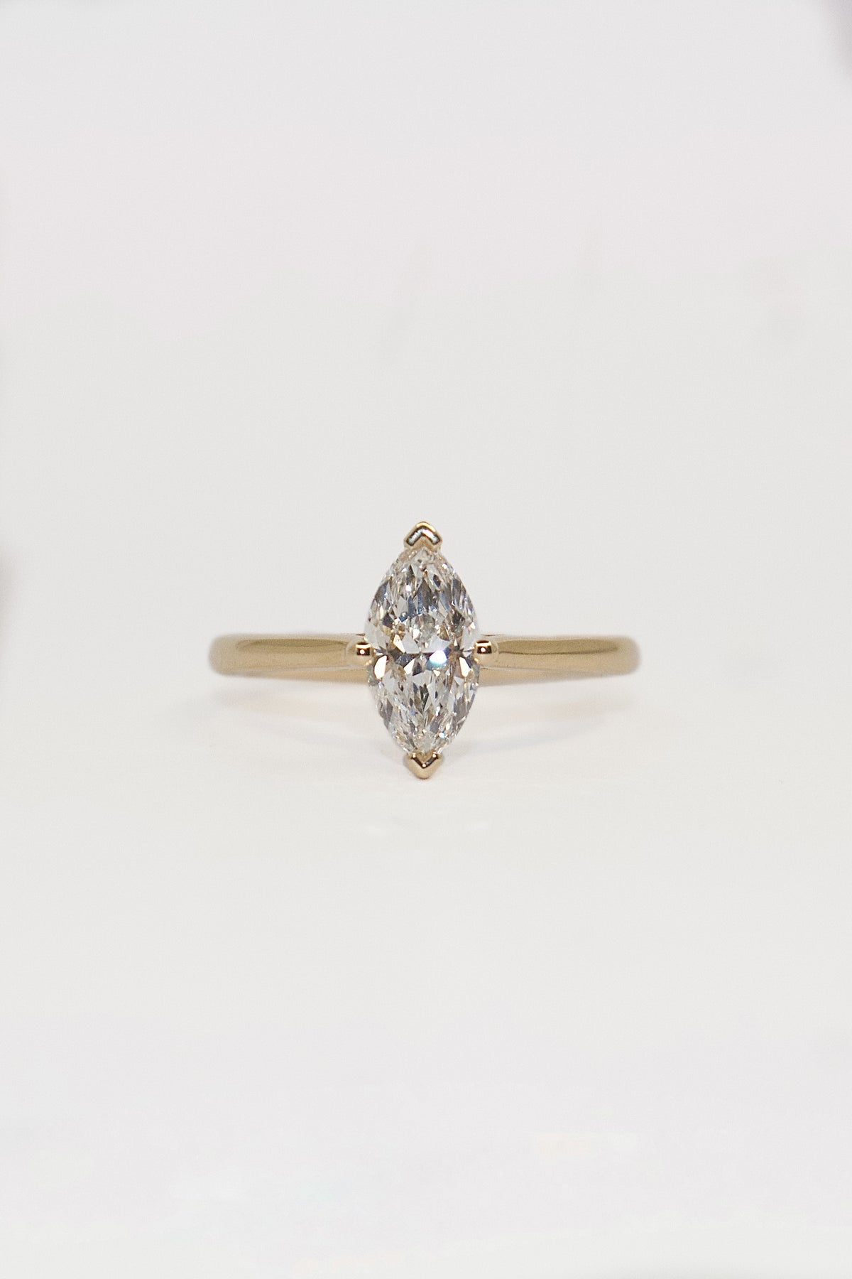 18K Yellow Gold 1ct Laboratory Grown Marquise Solitaire Ring