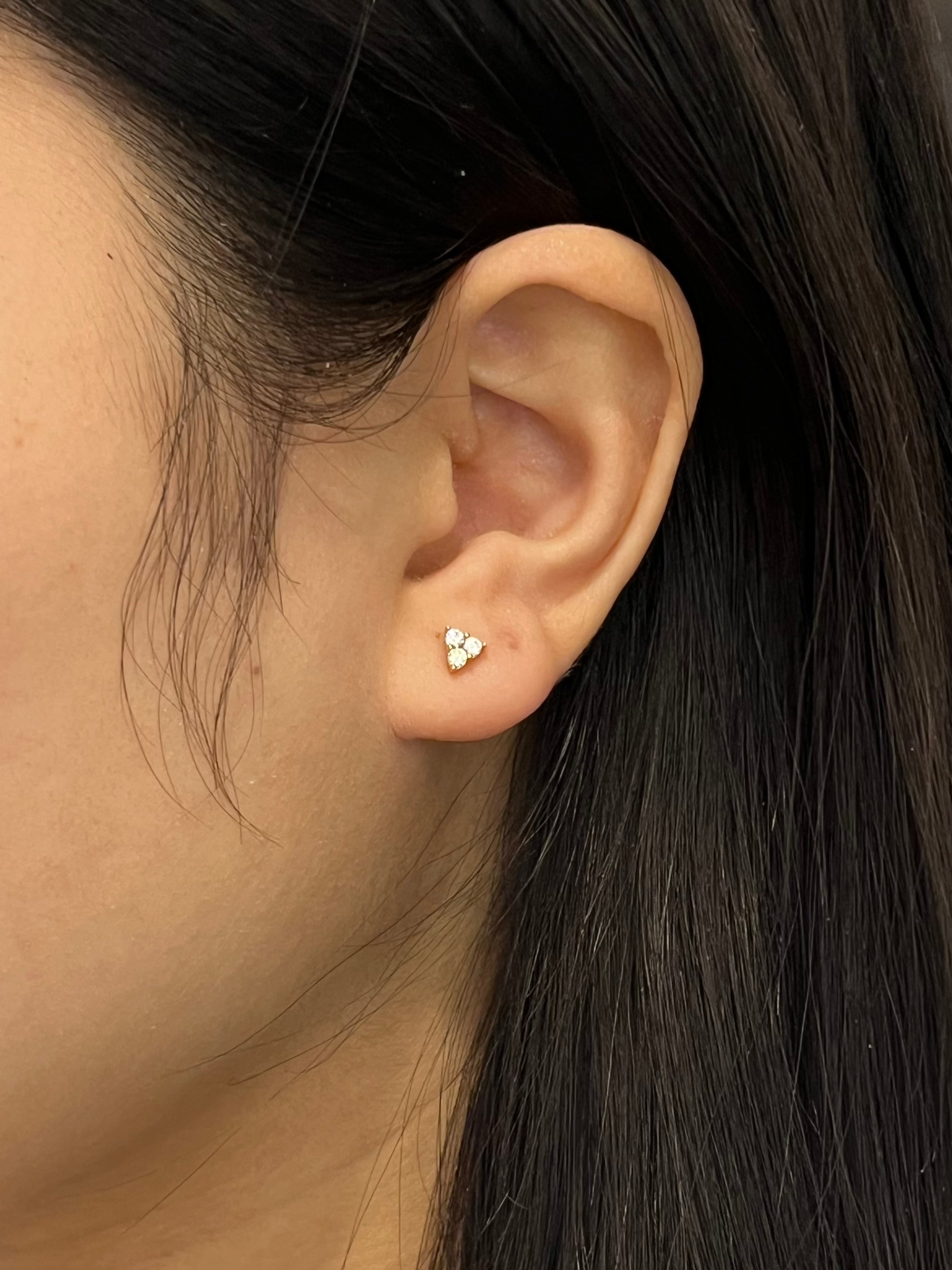 9ct Yellow Gold Stacked CZ Studs