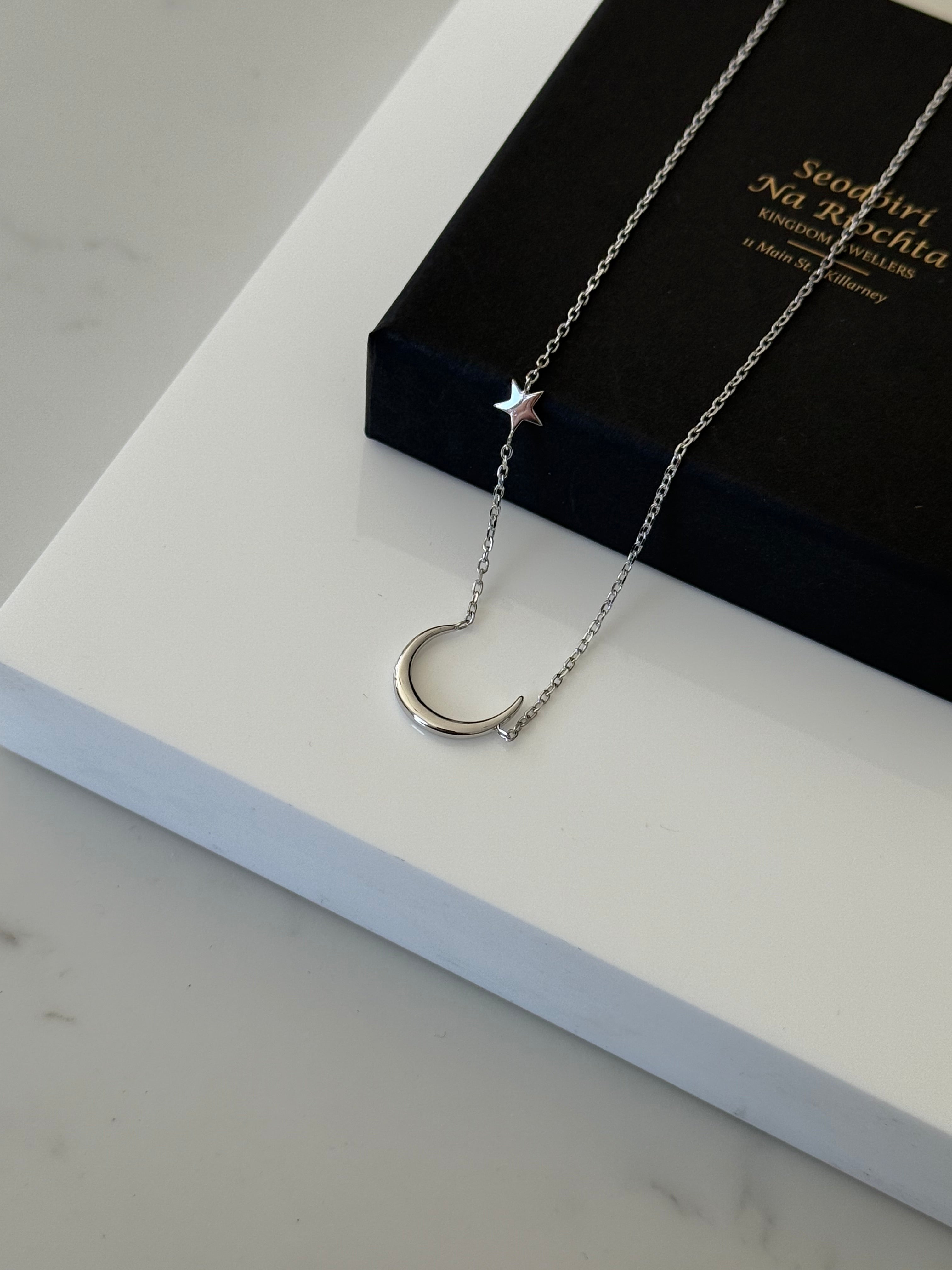 Sterling Silver Moon & Star Necklace